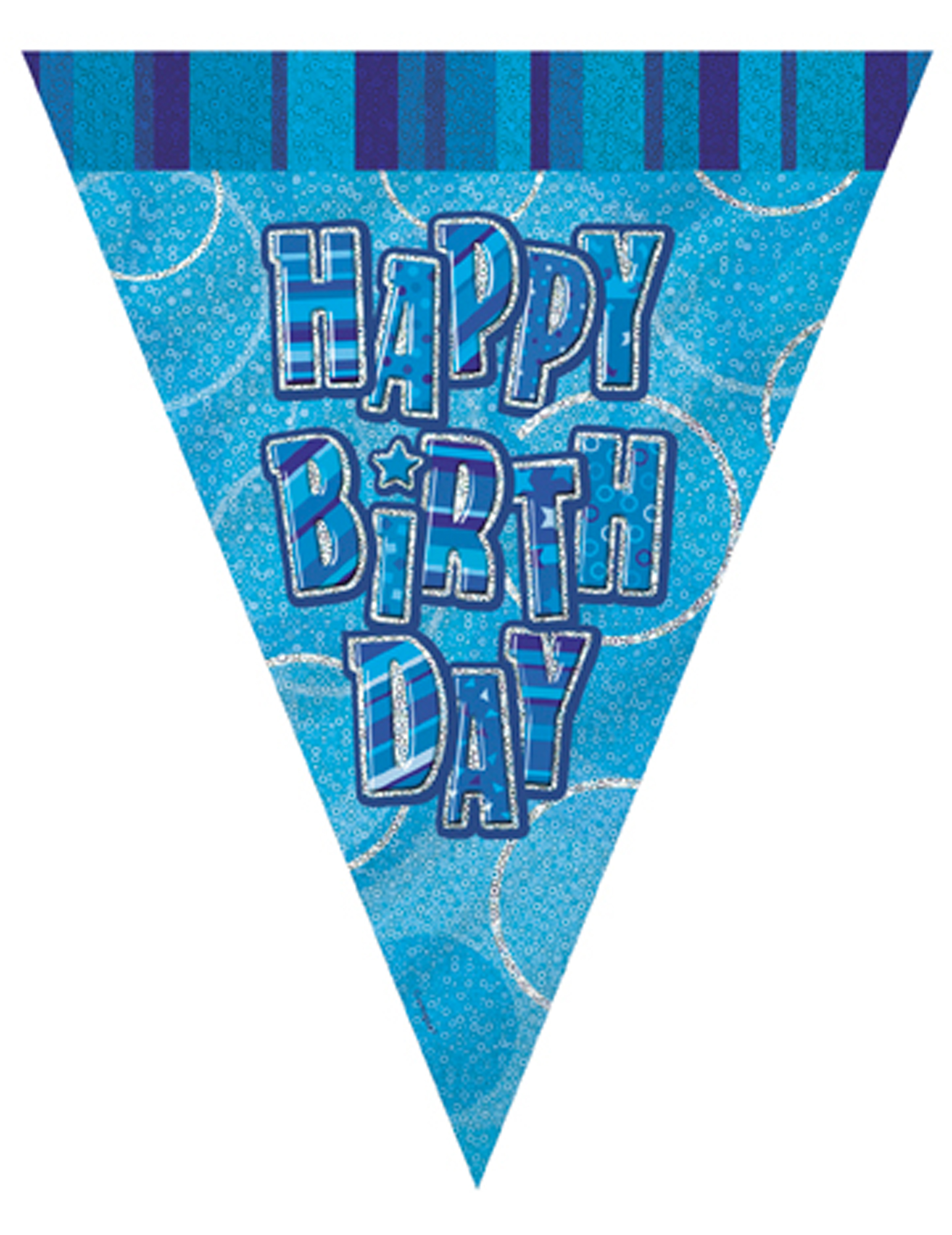 Guirlande fanions bleu Happy Birthday 2,74 m