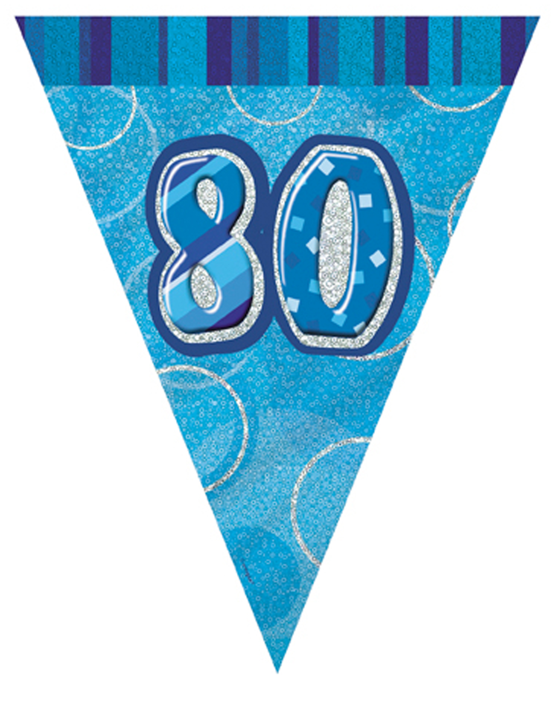 Guirlande fanions bleu Age 80 ans 2,74 m