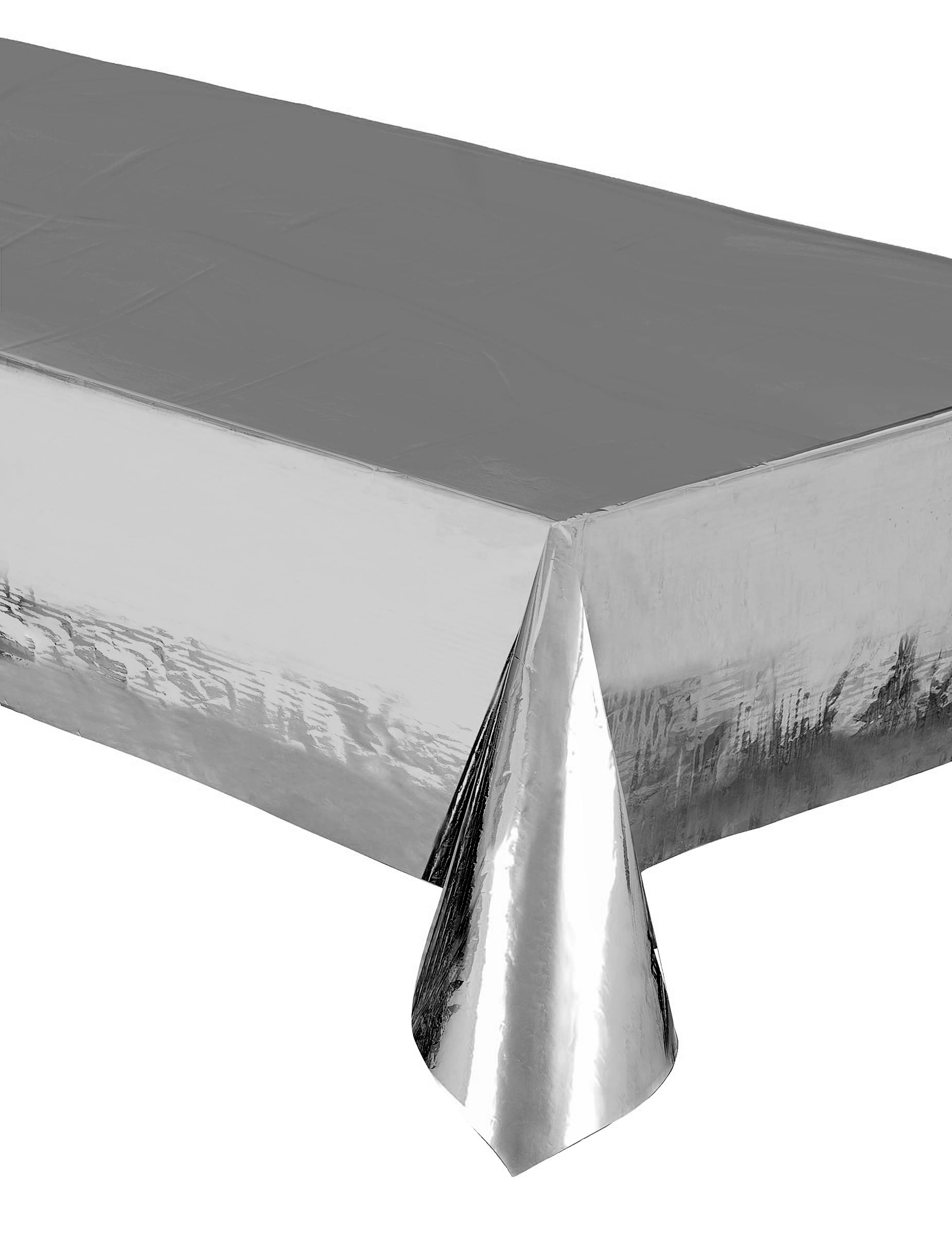 Nappe en plastique métallisée argent 137 x 274 cm