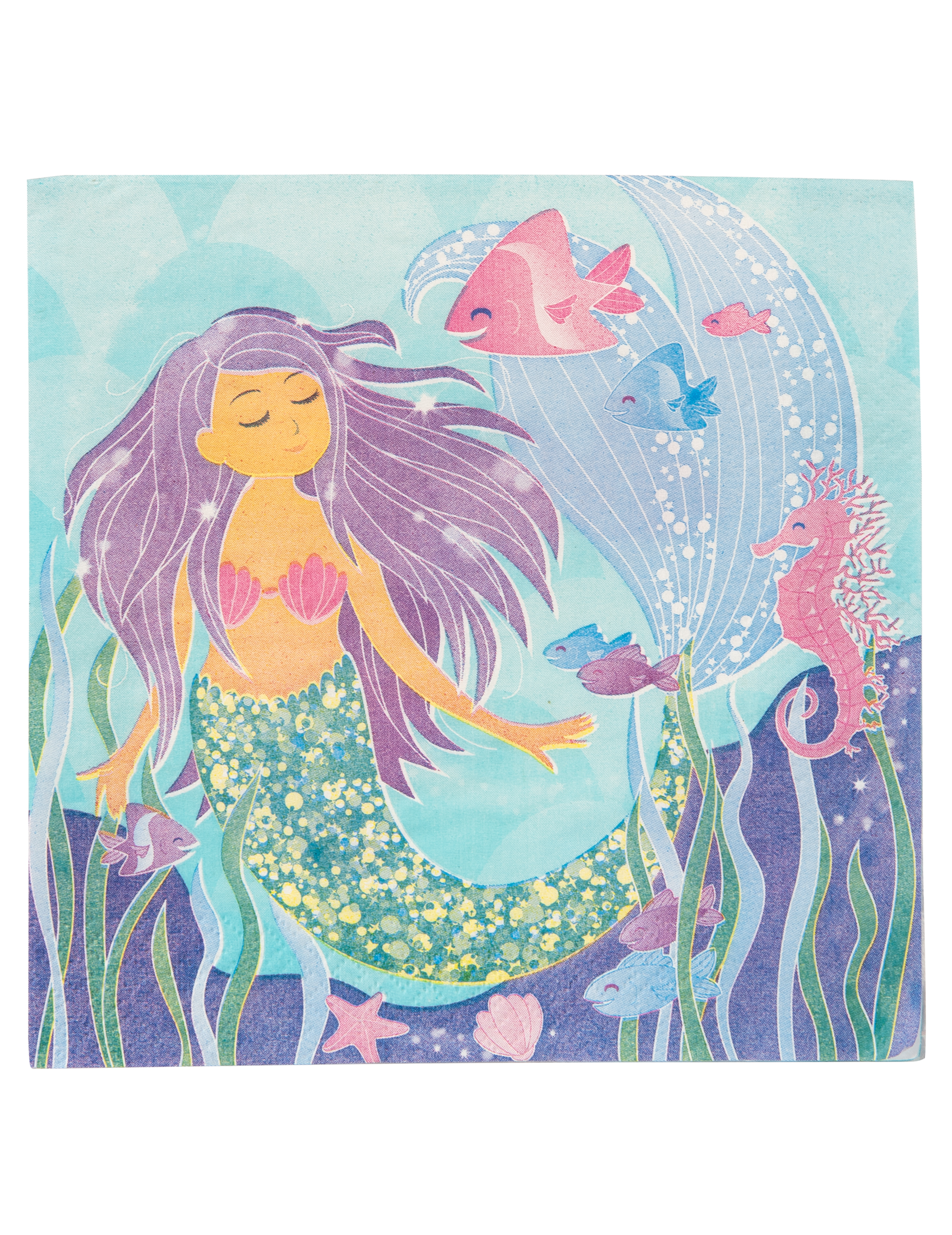16 serviettes en papier jolie sirène scintillante 33 x 33 cm