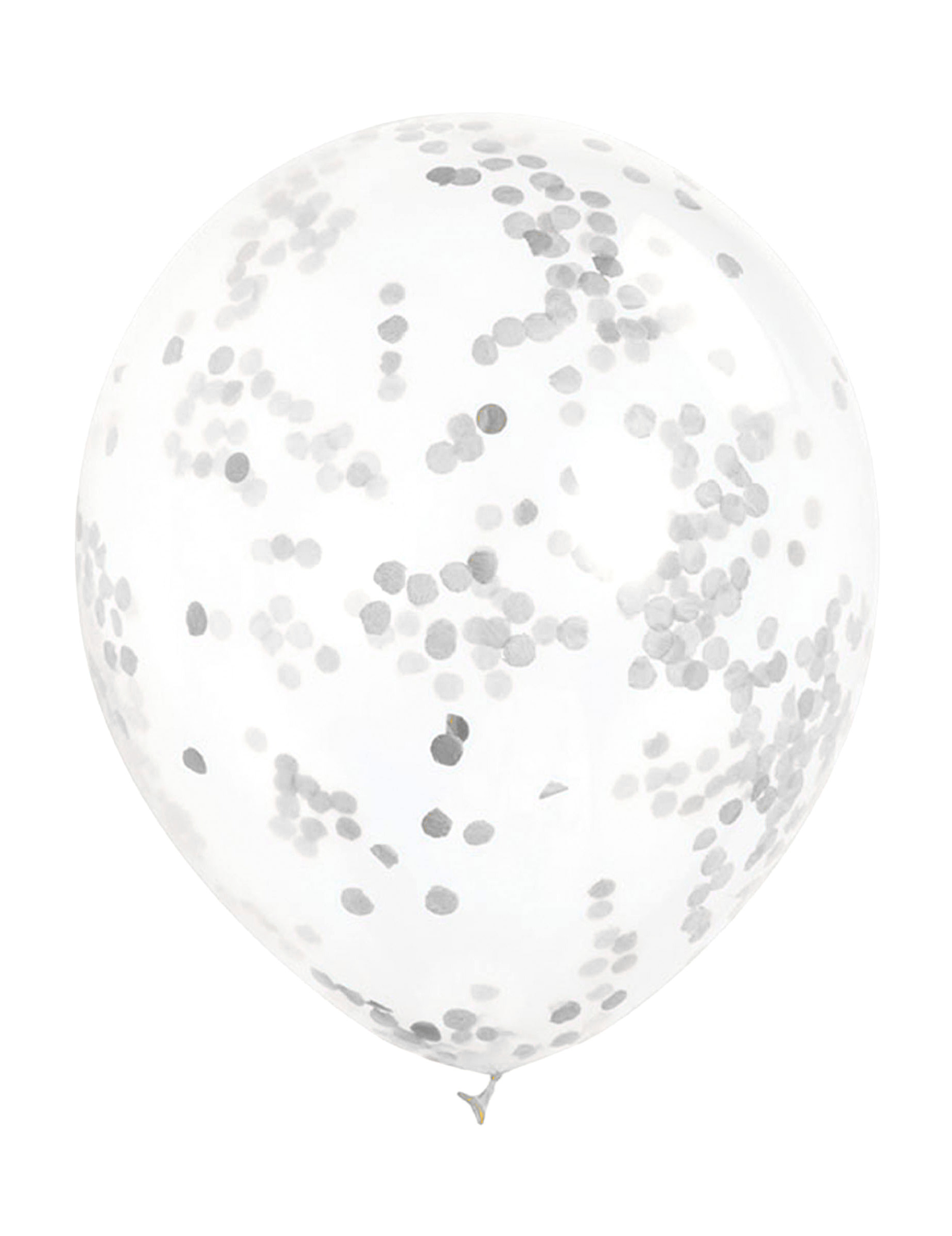 6 Ballons en latex transparents avec confettis argentés 30 cm