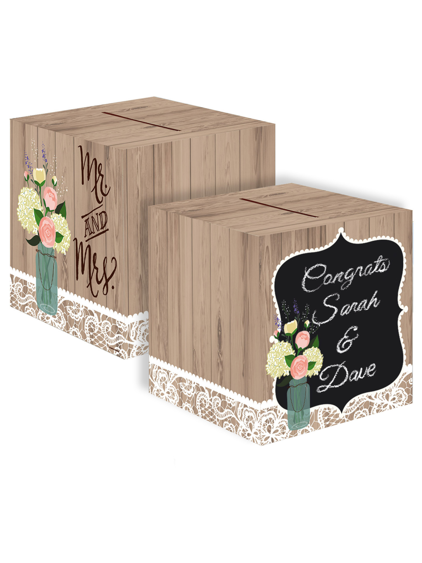 Urne en carton personnalisable Mr et Mrs 30 cm