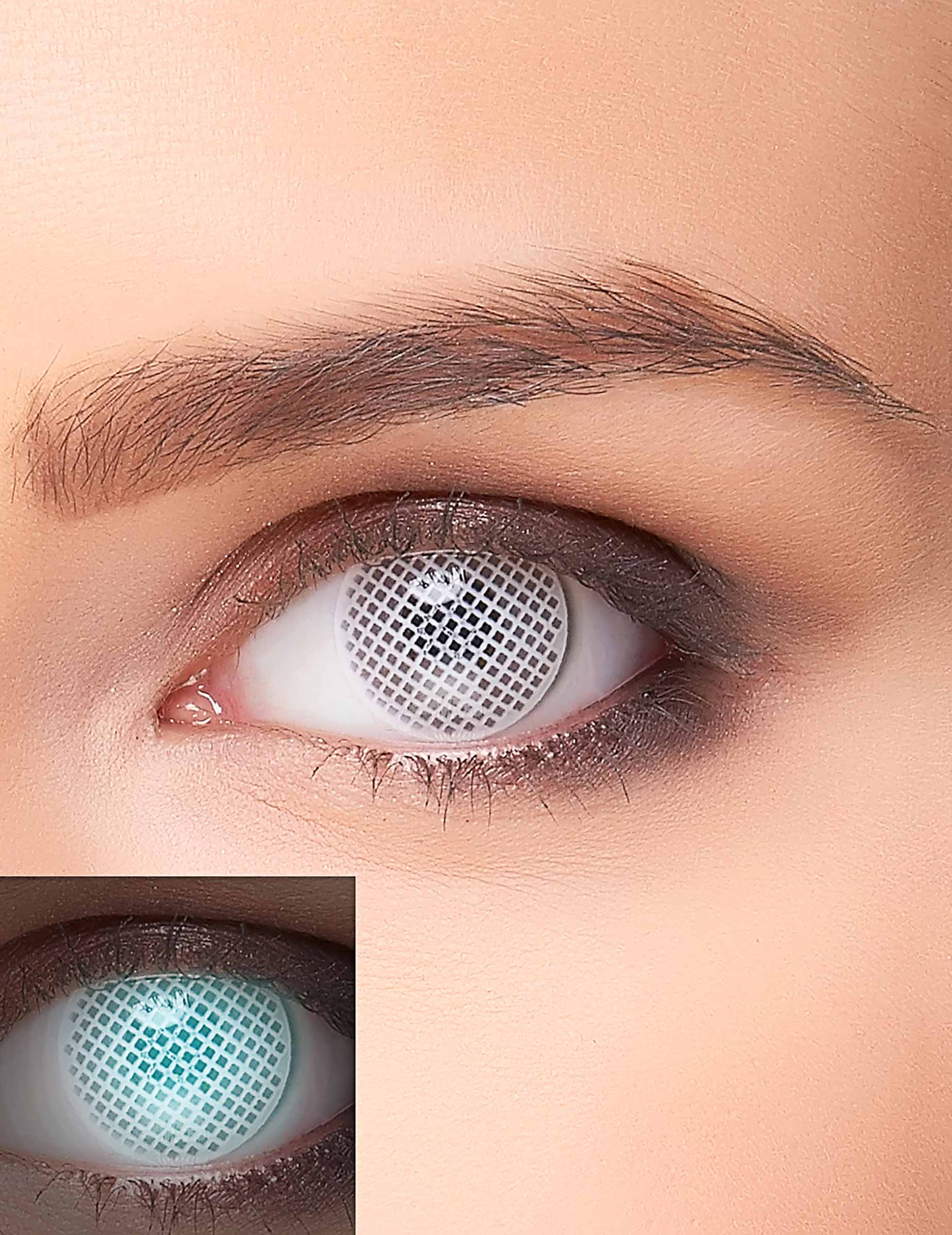Lentilles fantaisie UV quadrillage blanc adulte