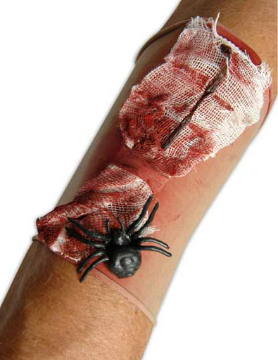Manchon plaie ensanglantée avec araignée adulte Halloween