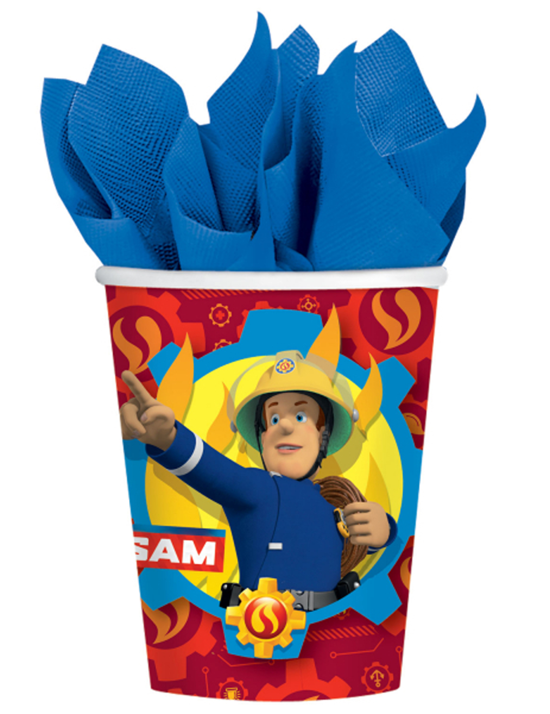 8 Gobelets en carton Sam le Pompier 250 ml