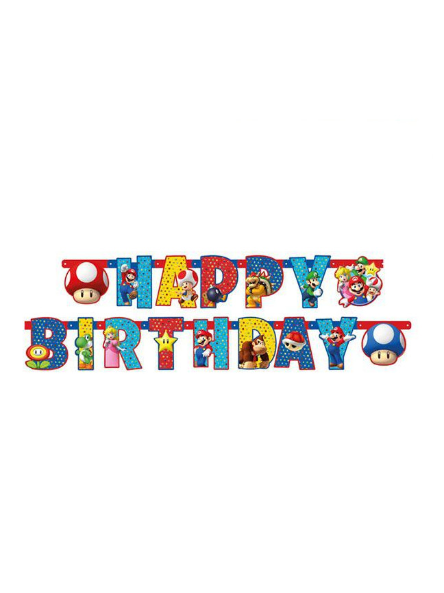 Guirlande Happy Birthday Super Mario 1,90 m