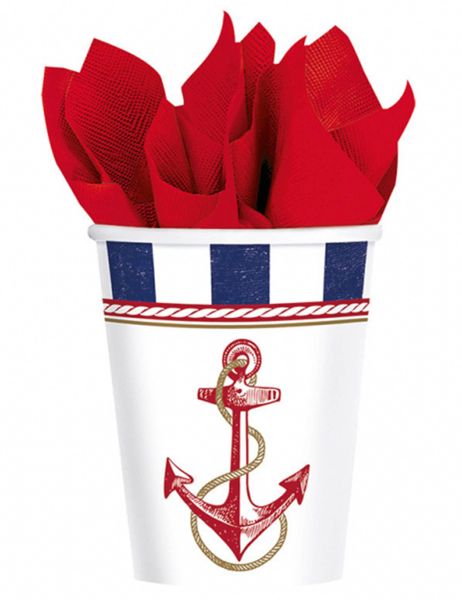 8 Gobelets en carton Ancre Marine 266 ml