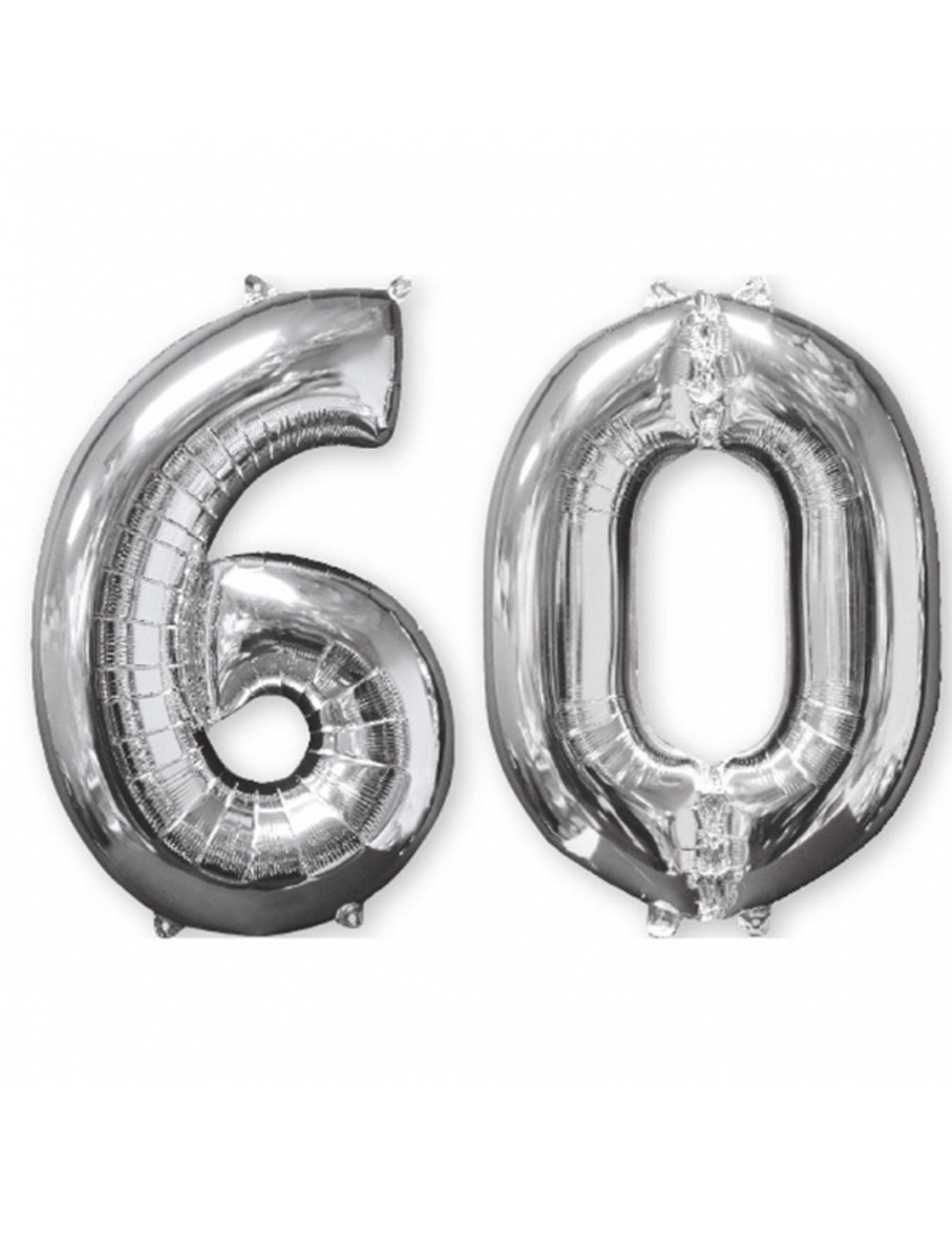 Lot de 2 ballons aluminium 66 cm chiffre argent 60