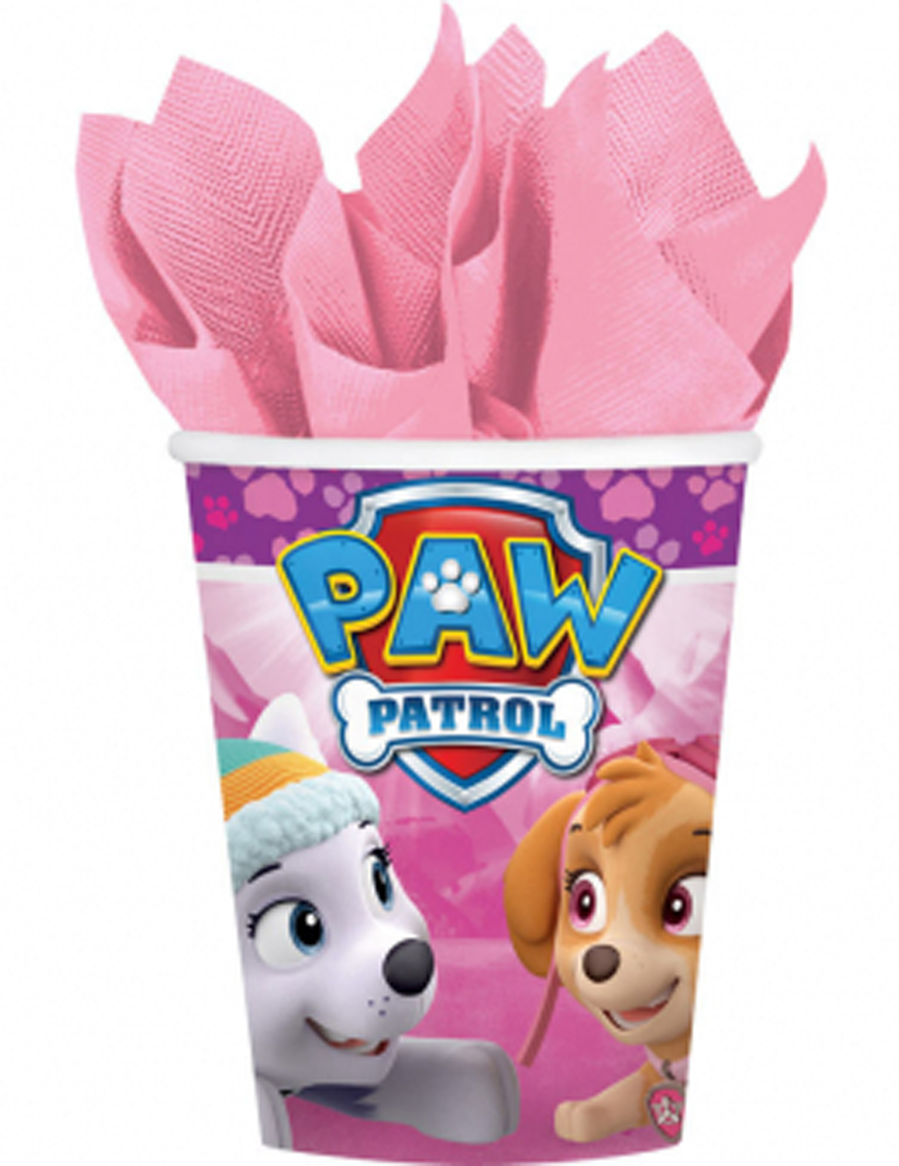 8 Gobelets en carton 250 ml rose Pat'Patrouille