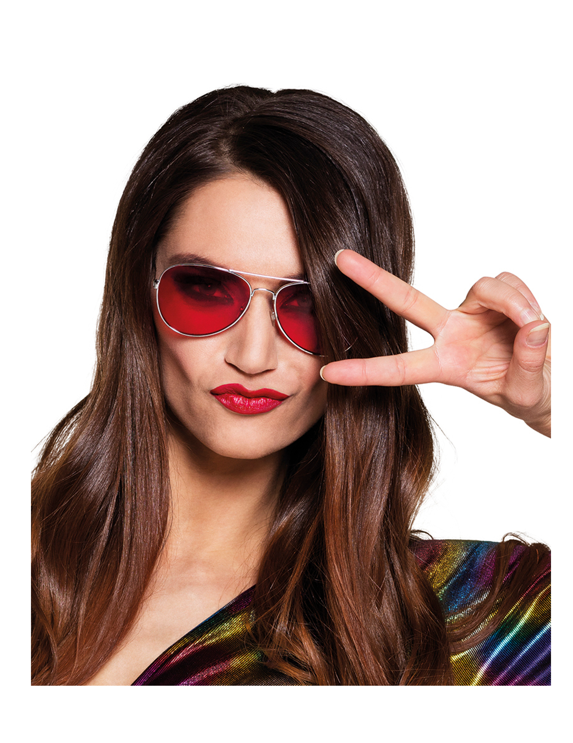 Lunettes aviateur rouge adulte