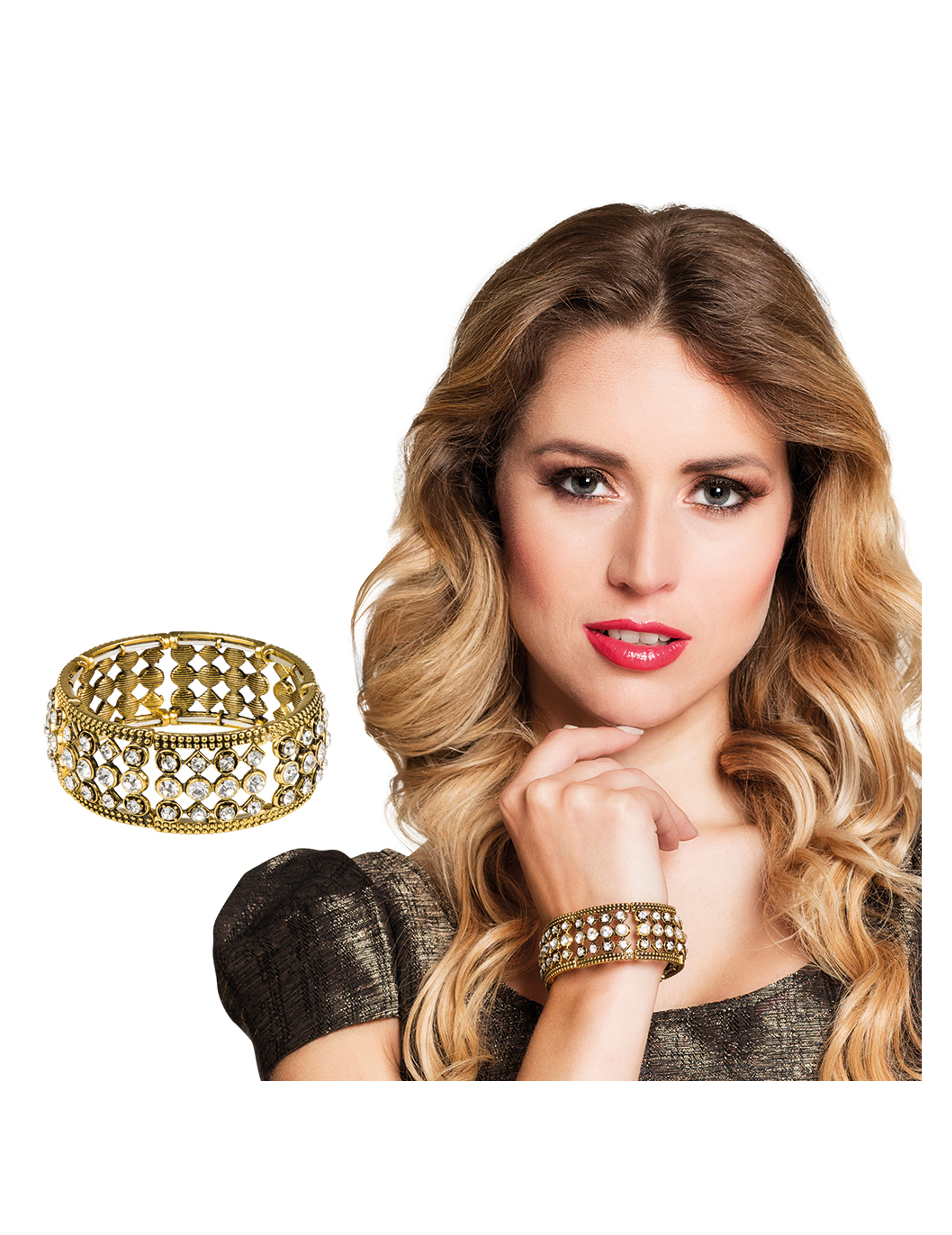 Bracelet métal et strass femme