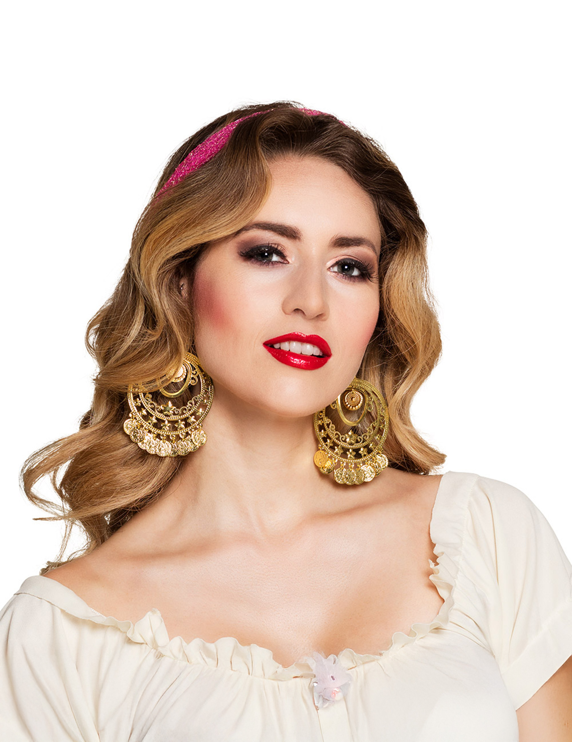 Boucles d'oreilles danseuse orientale dorées femme