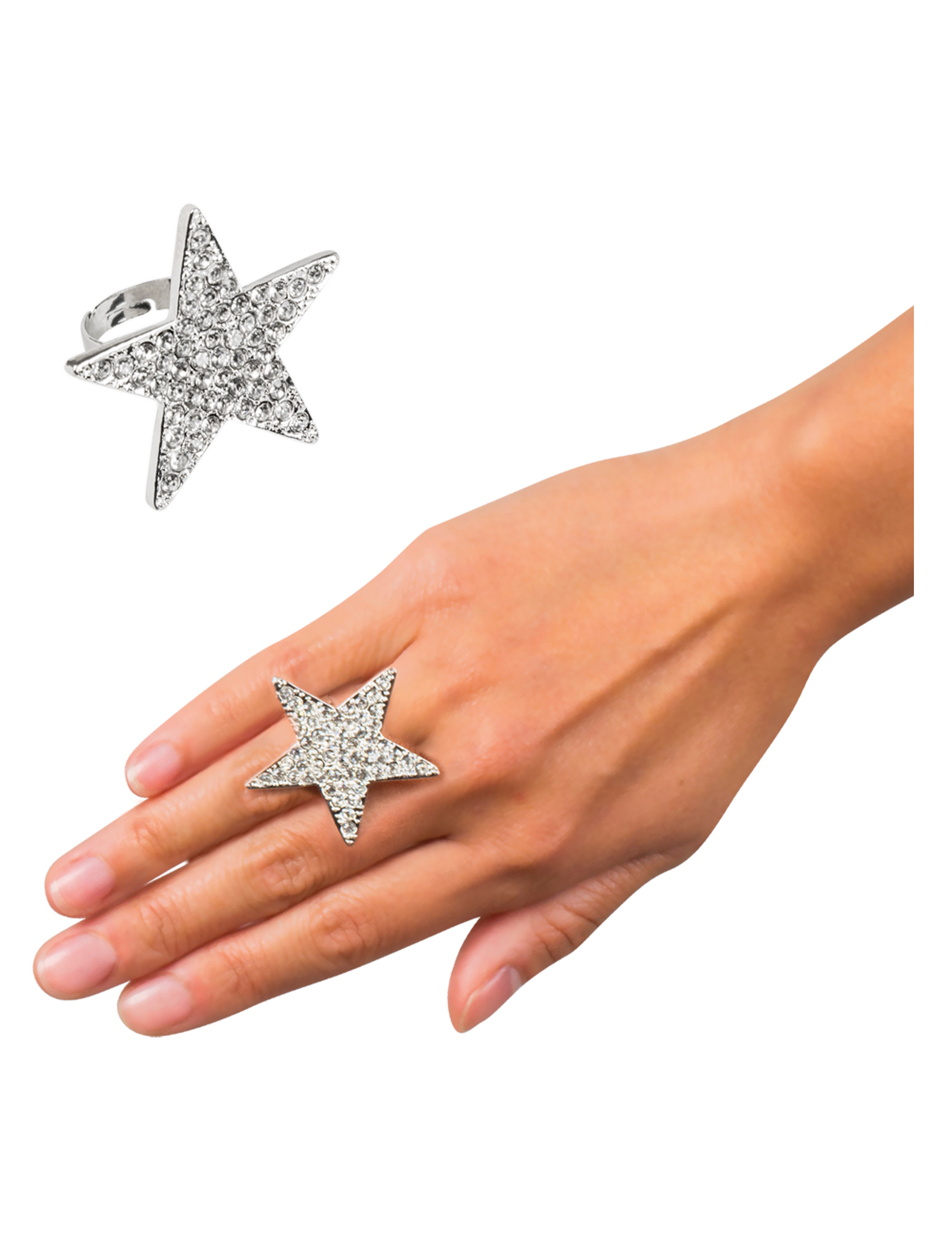 Bague étoile strass adulte