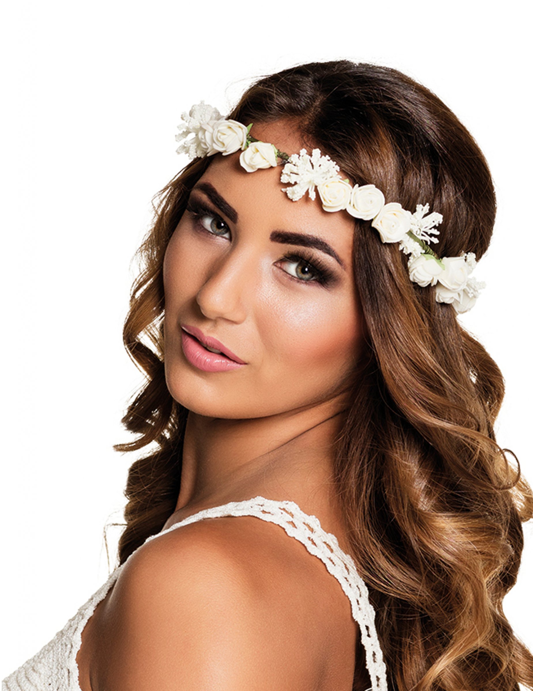 Couronne de fleurs blanche adulte