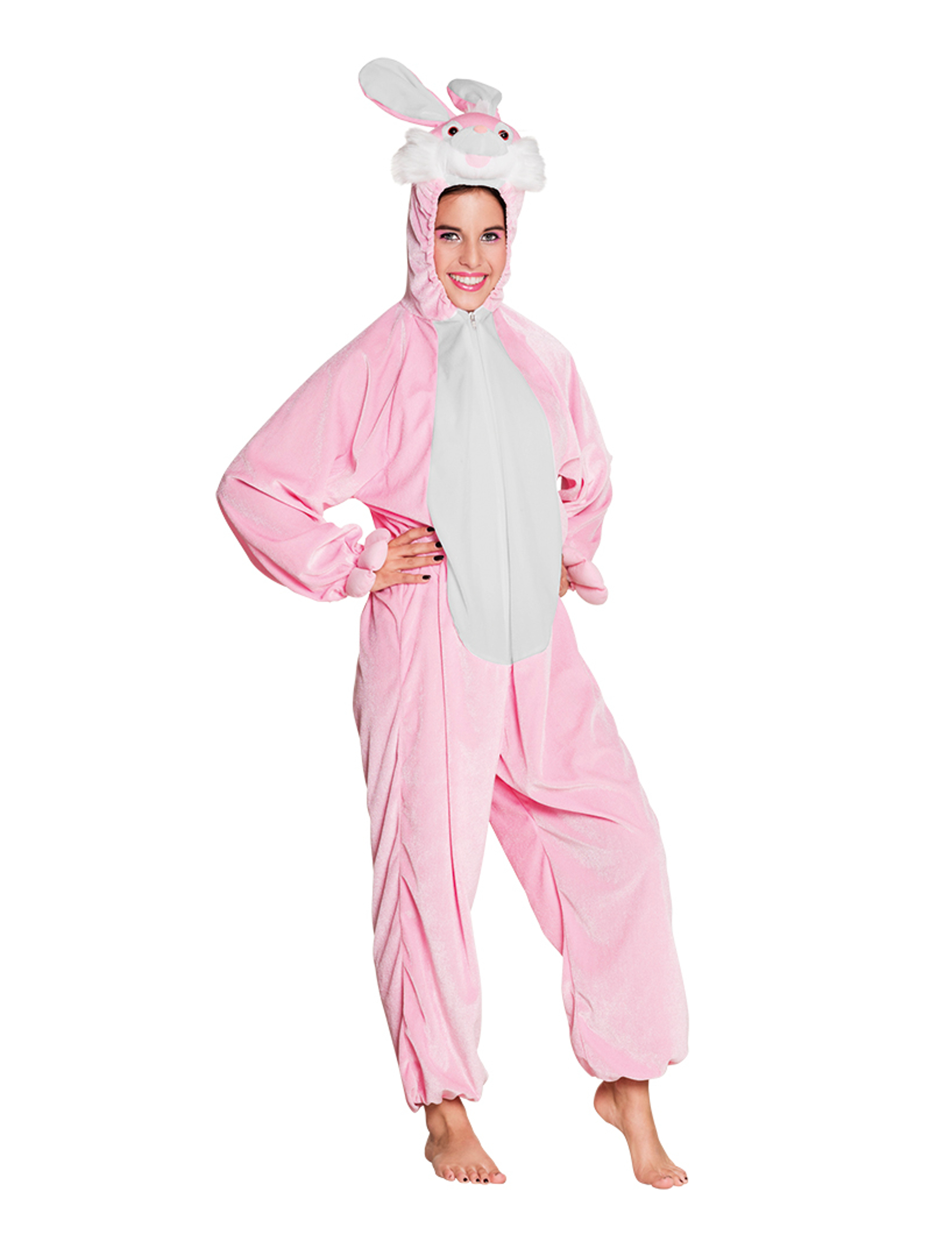 Déguisement lapin rose et blanc adolescent