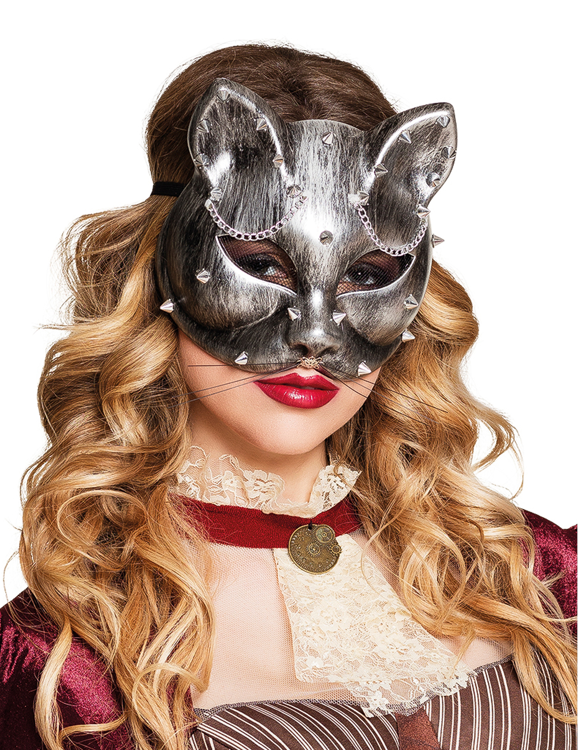 Loup chat argenté adulte Steampunk