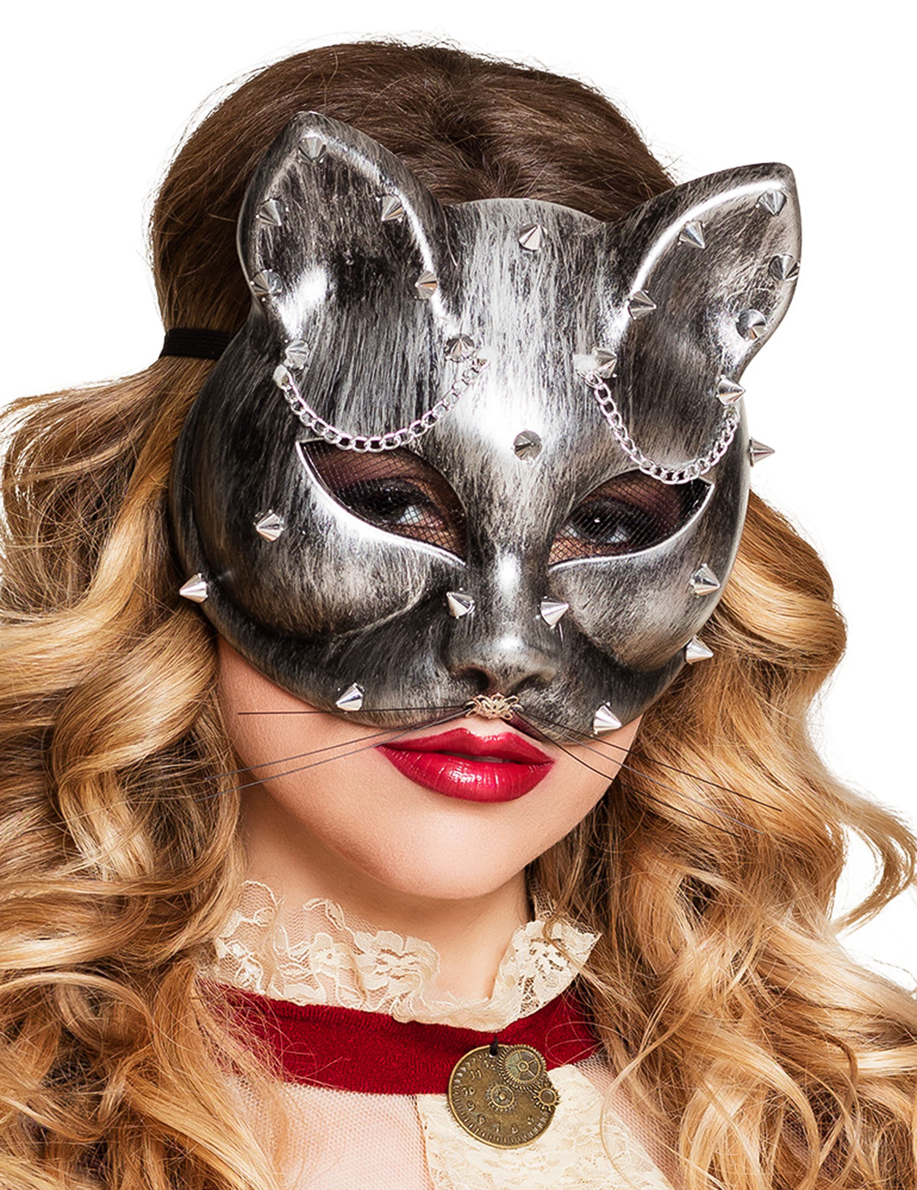 Loup chat argenté adulte Steampunk