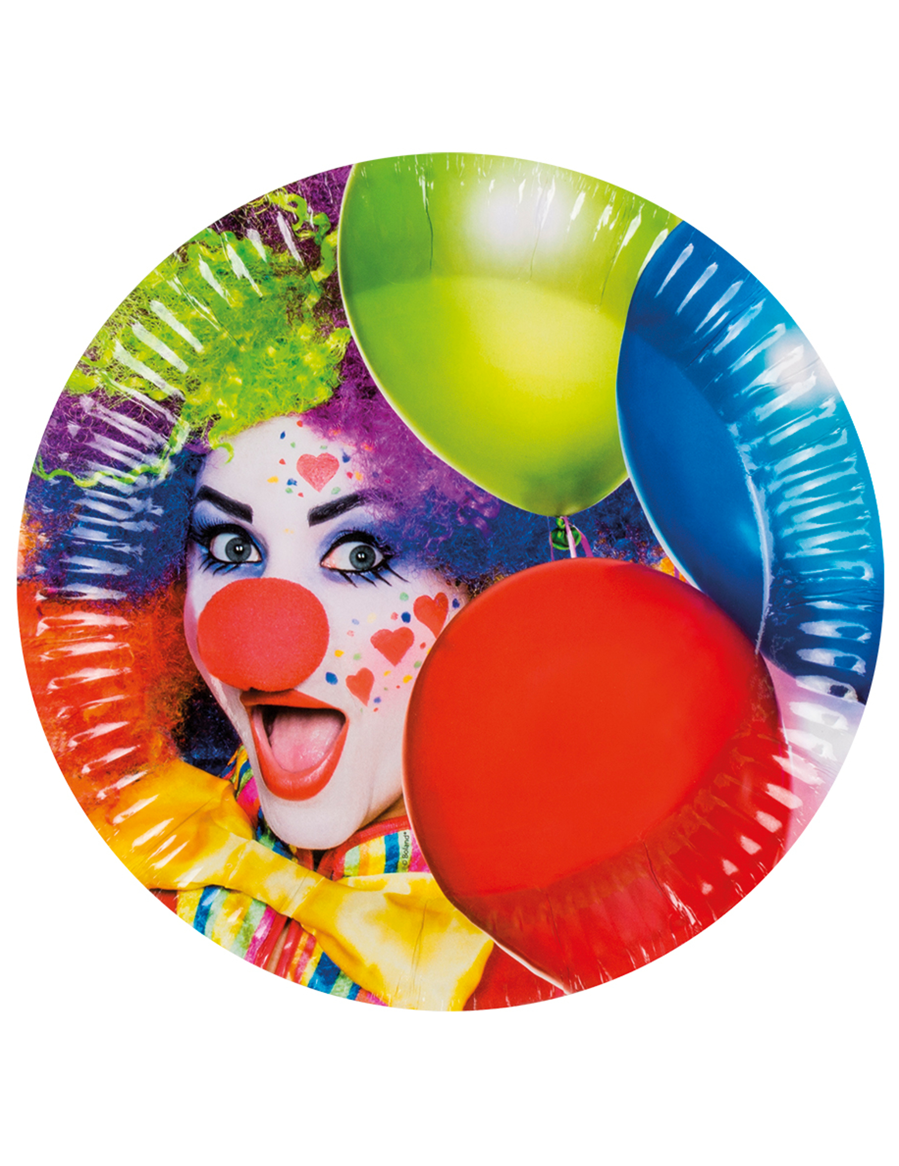 6 Assiettes en carton Clown party 23 cm