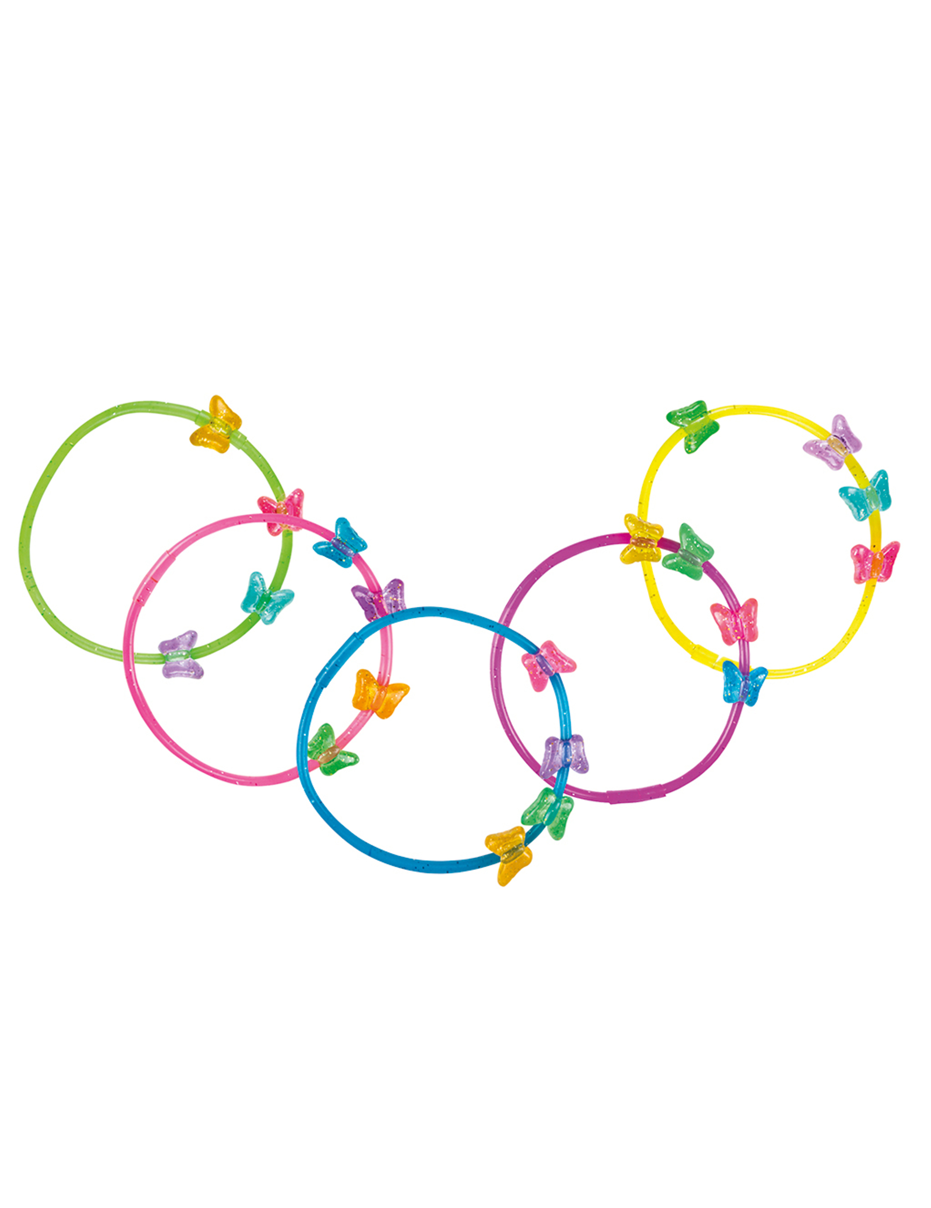 5 Bracelets papillons colorés