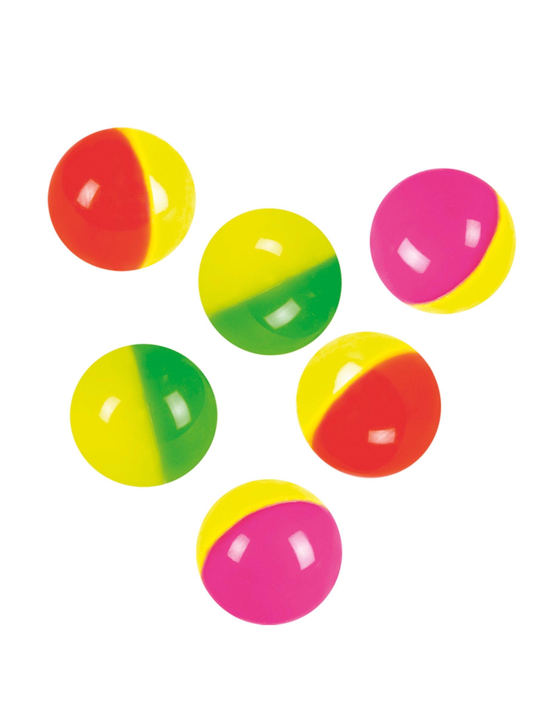 6 Balles rebondissantes colorées 3 cm