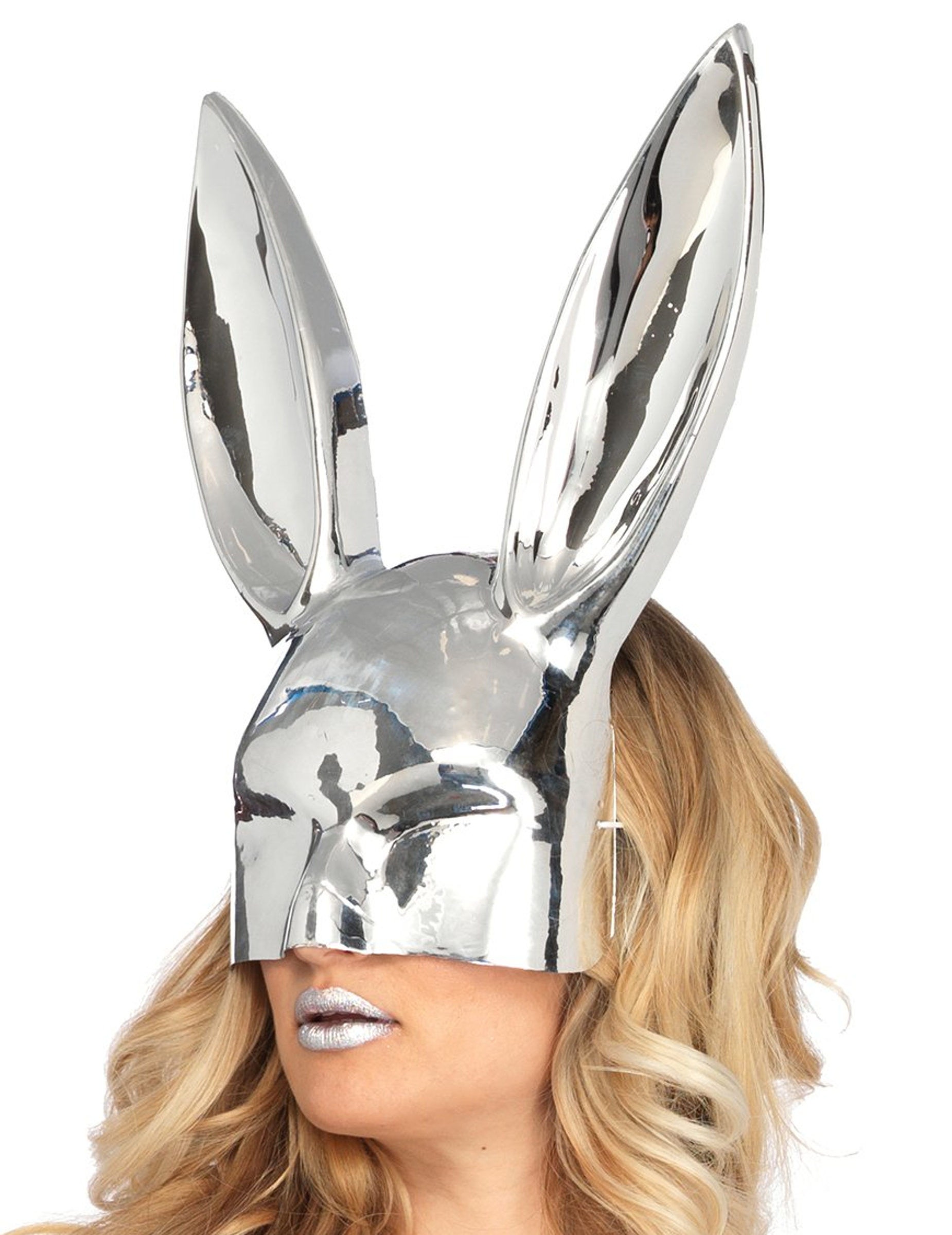 Masque lapin chromé argent adulte