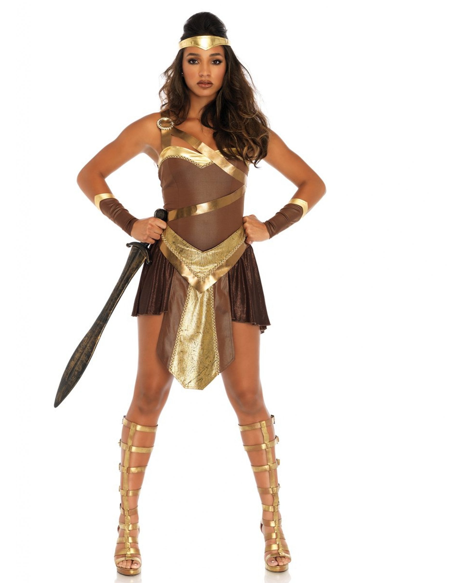 Déguisement combattante gladiatrice dorée femme
