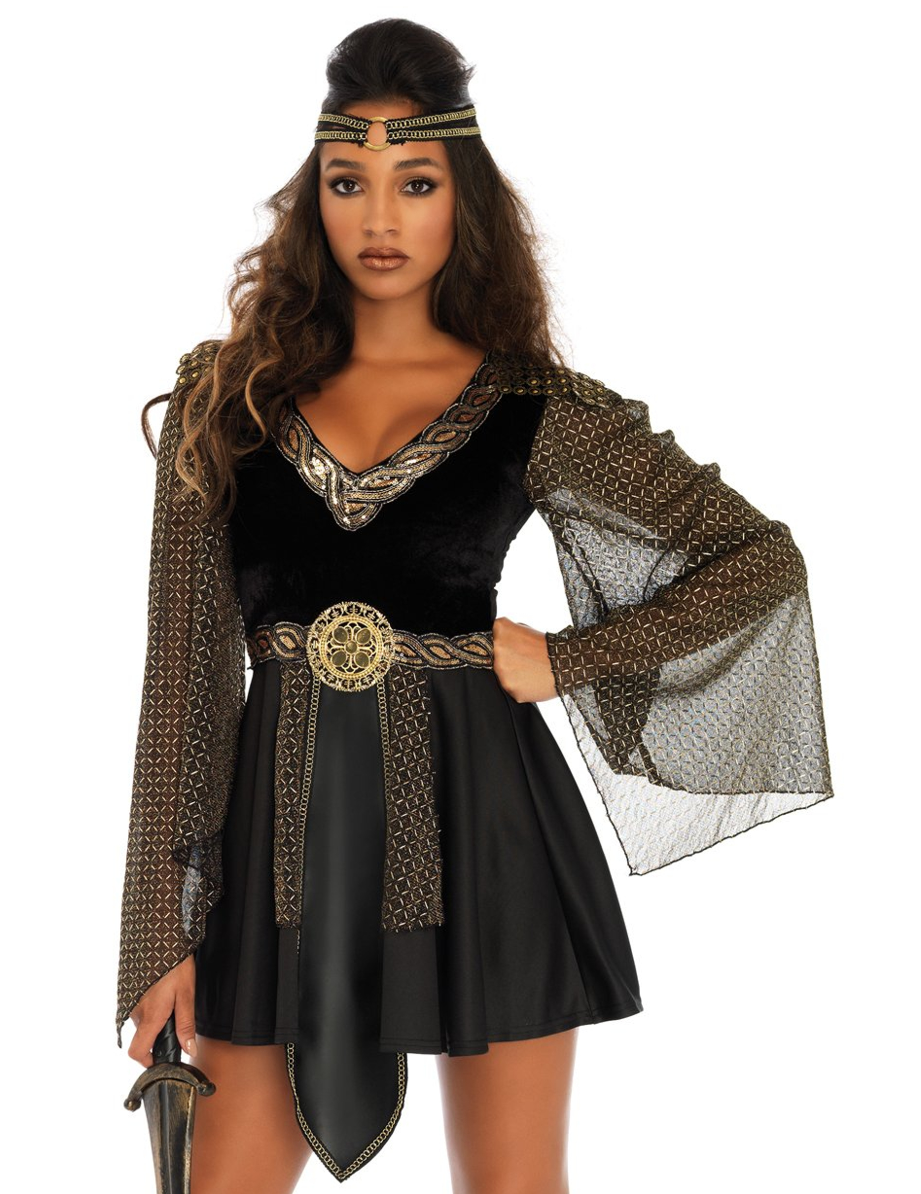 Déguisement gladiatrice sexy motif doré femme