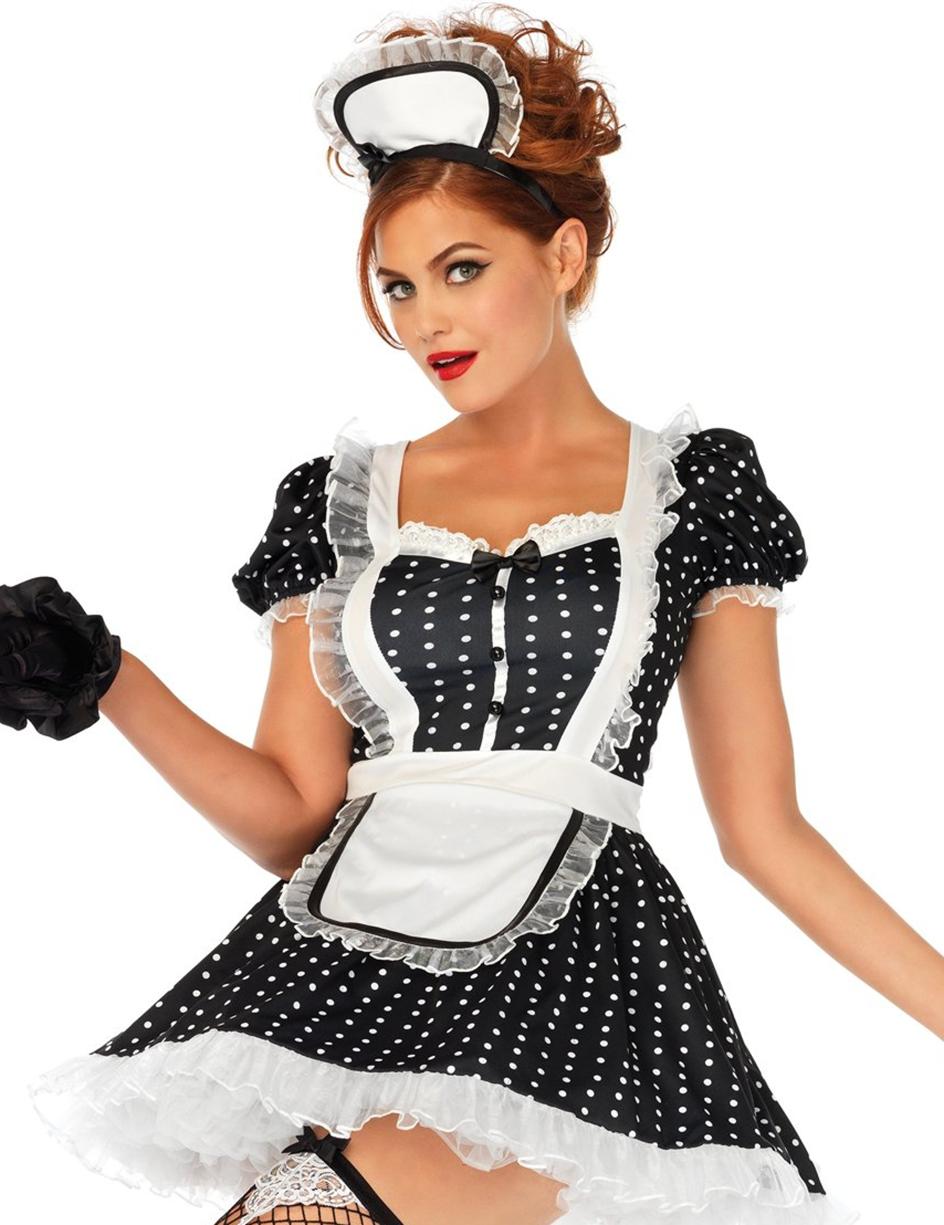 Déguisement soubrette à pois sexy femme