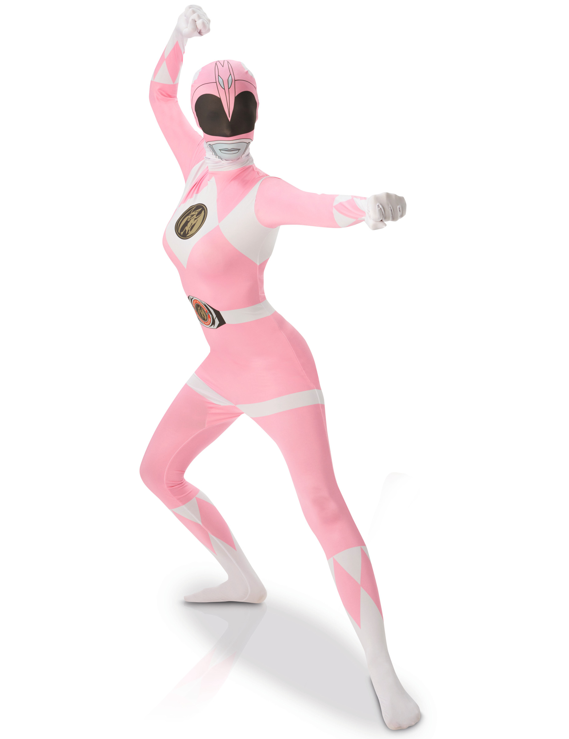 Déguisement seconde peau Power Rangers rose adulte