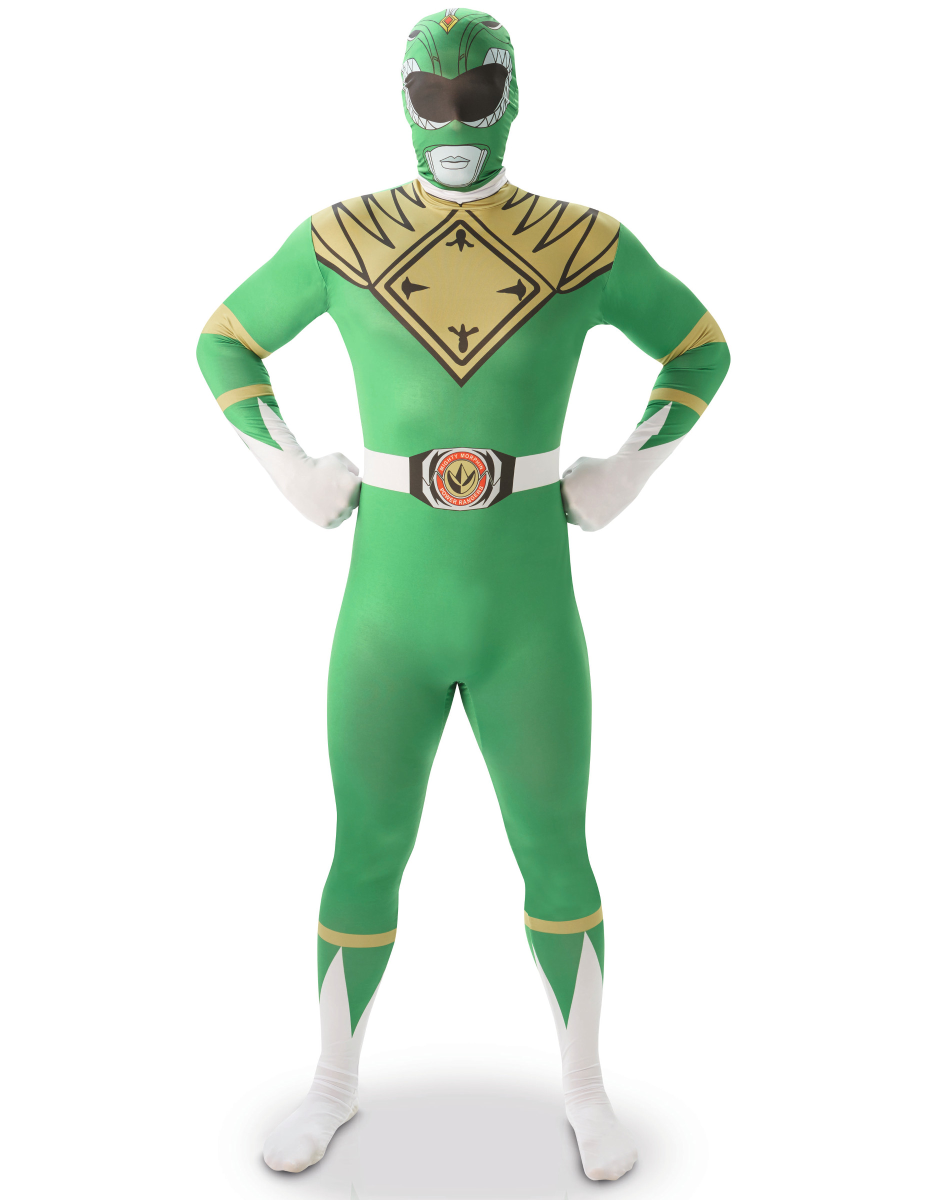 Déguisement seconde peau Power Rangers vert homme
