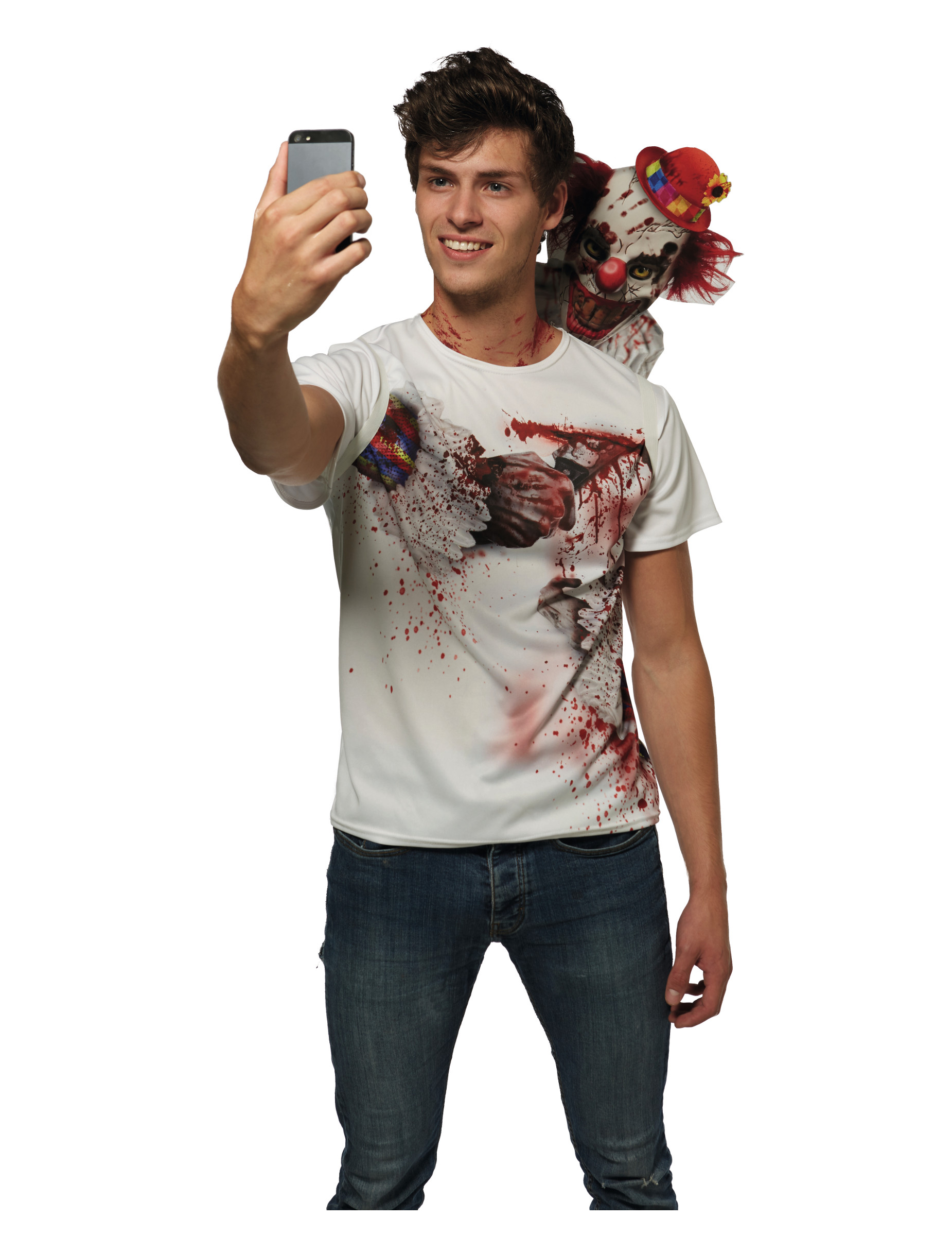 T-shirt selfie clown effayant adulte
