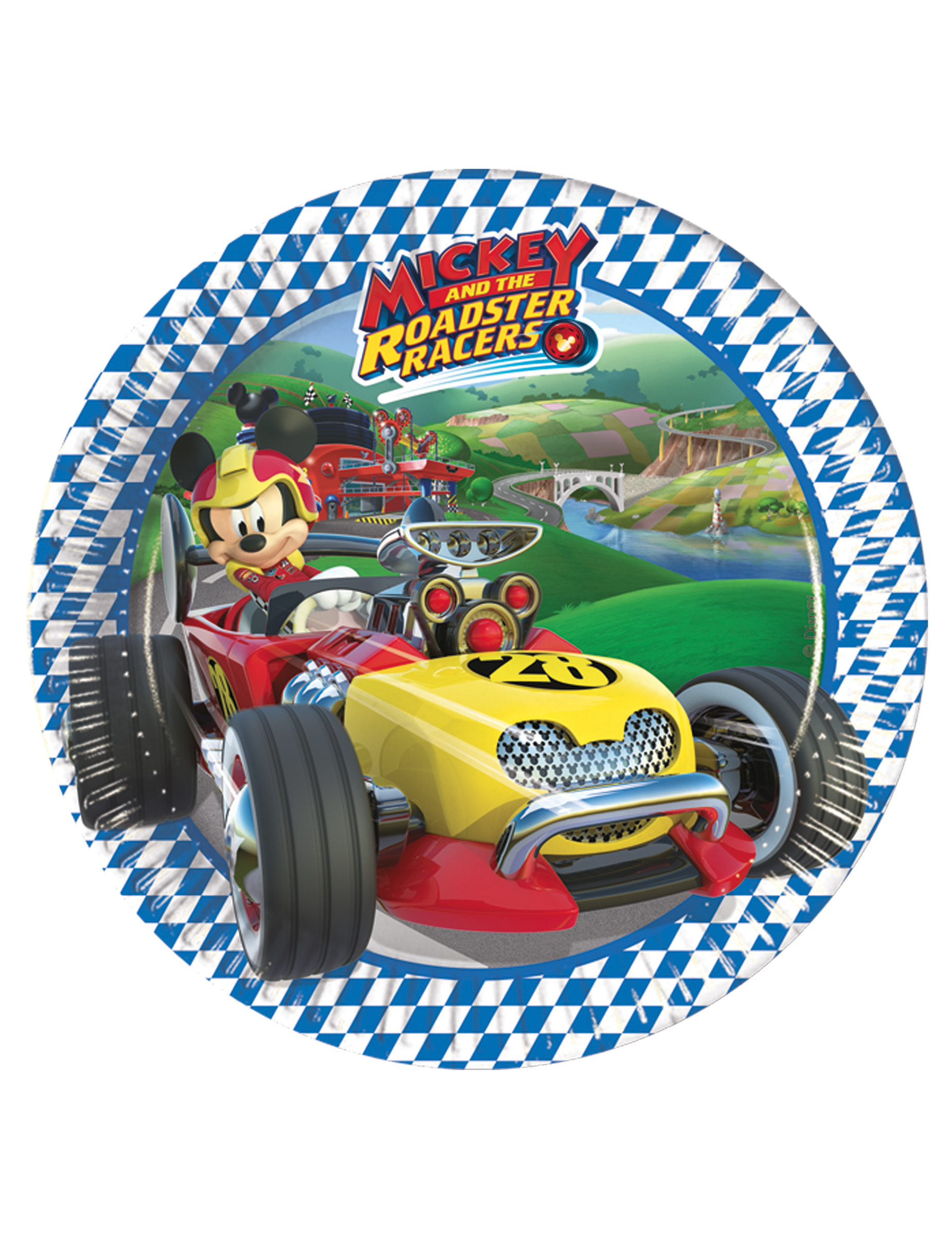 8 Petites assiettes en carton Mickey Racing 20 cm
