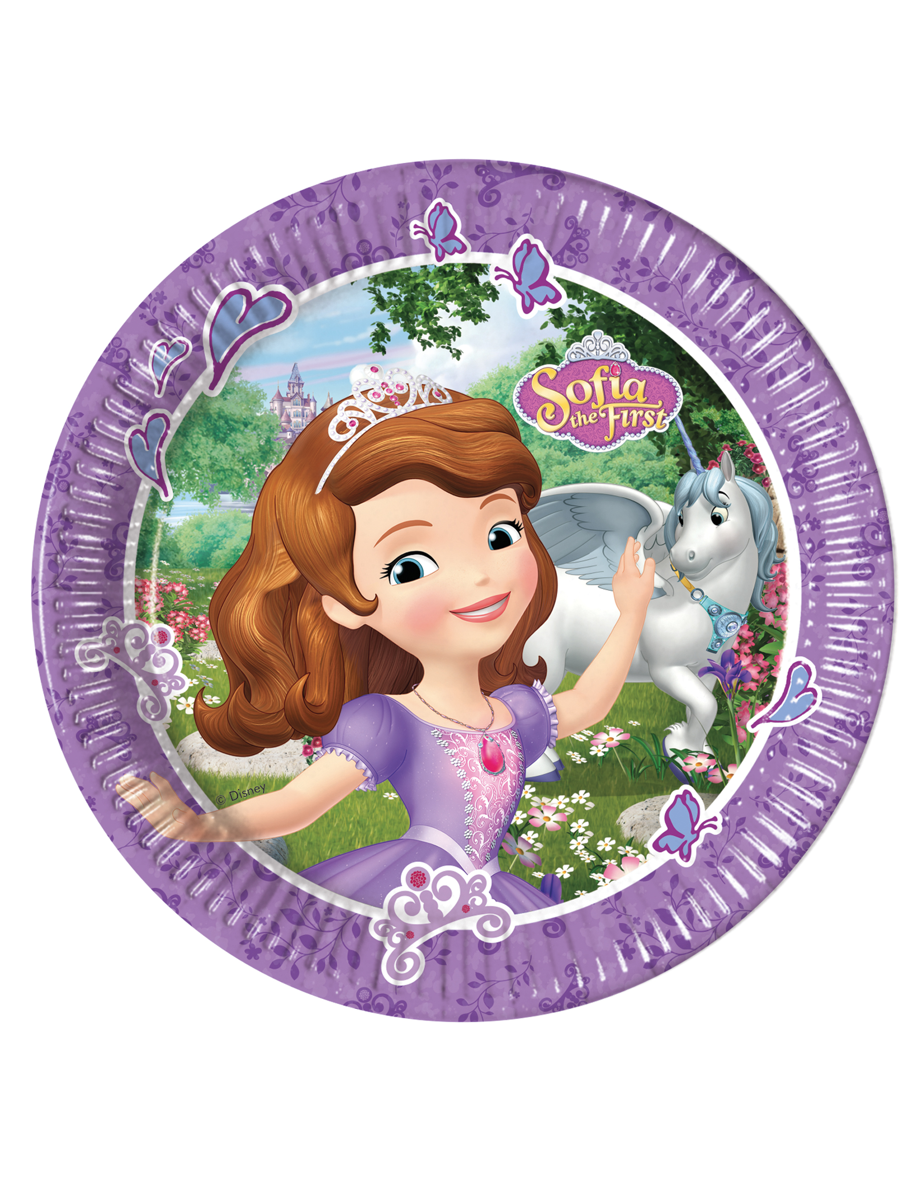 8 Assiettes en carton 23cm Princesse Sofia et la licorne