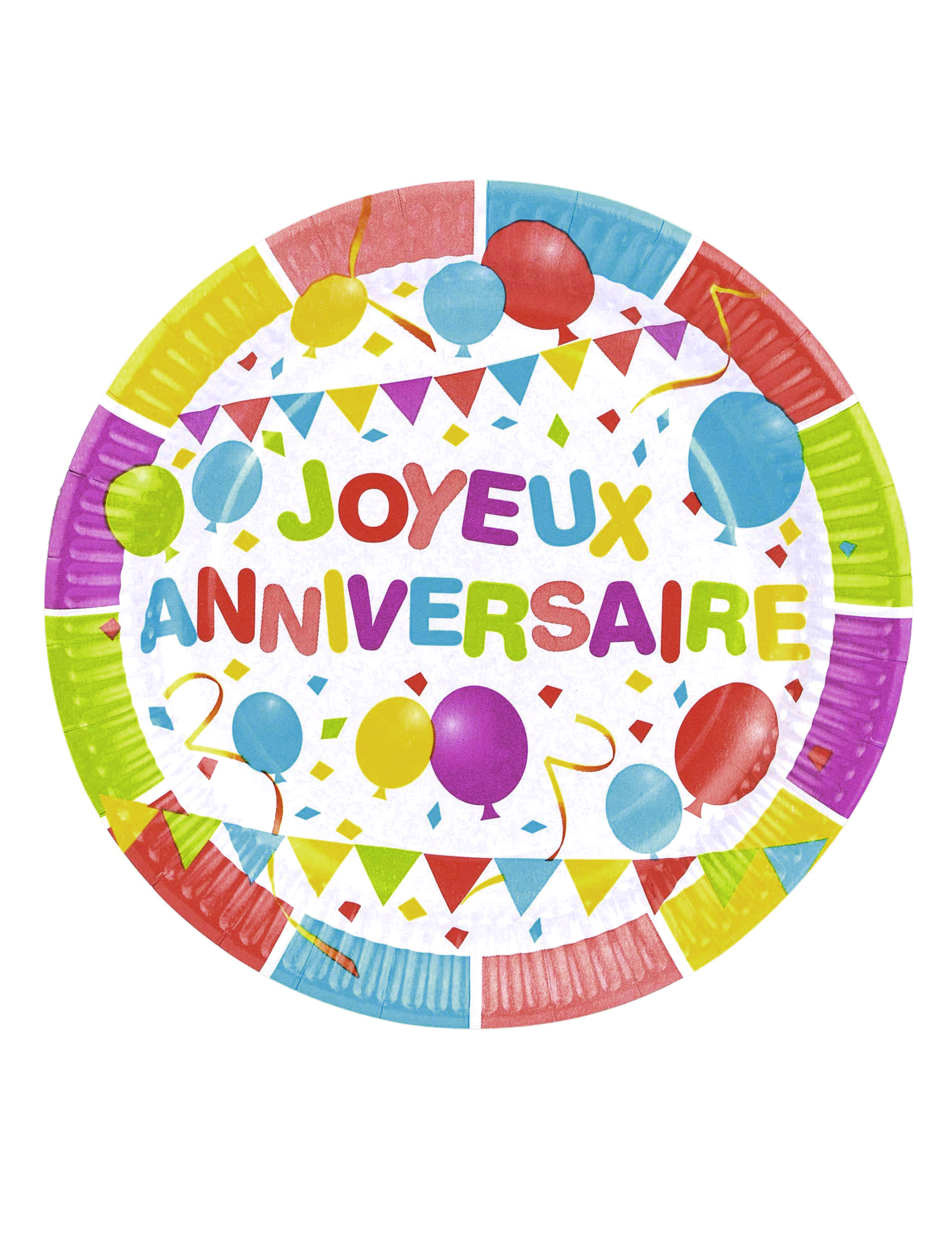6 Assiettes en carton Ballons d'anniversaire 23 cm