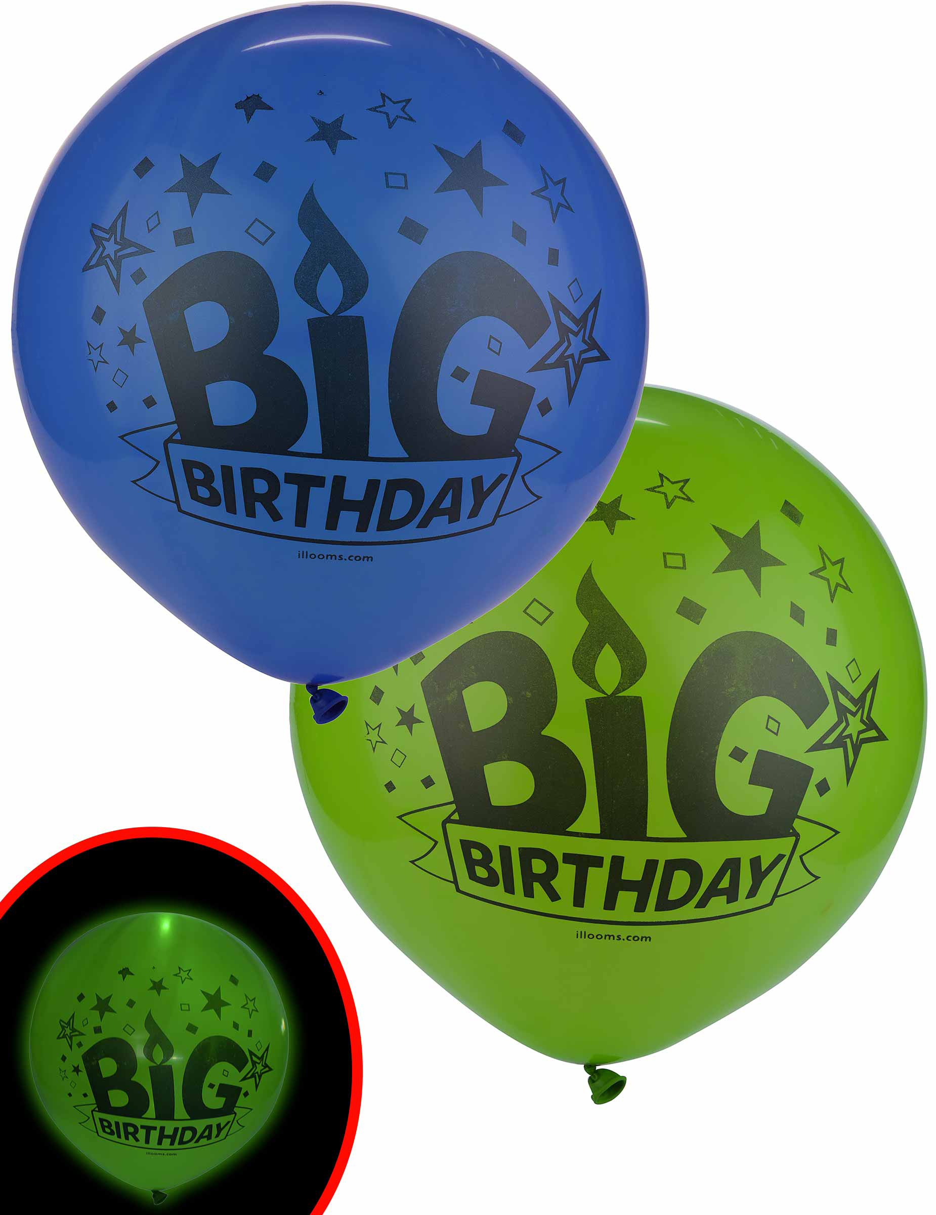 2 Ballons LED Big Birthday Illooms ® 60 cm