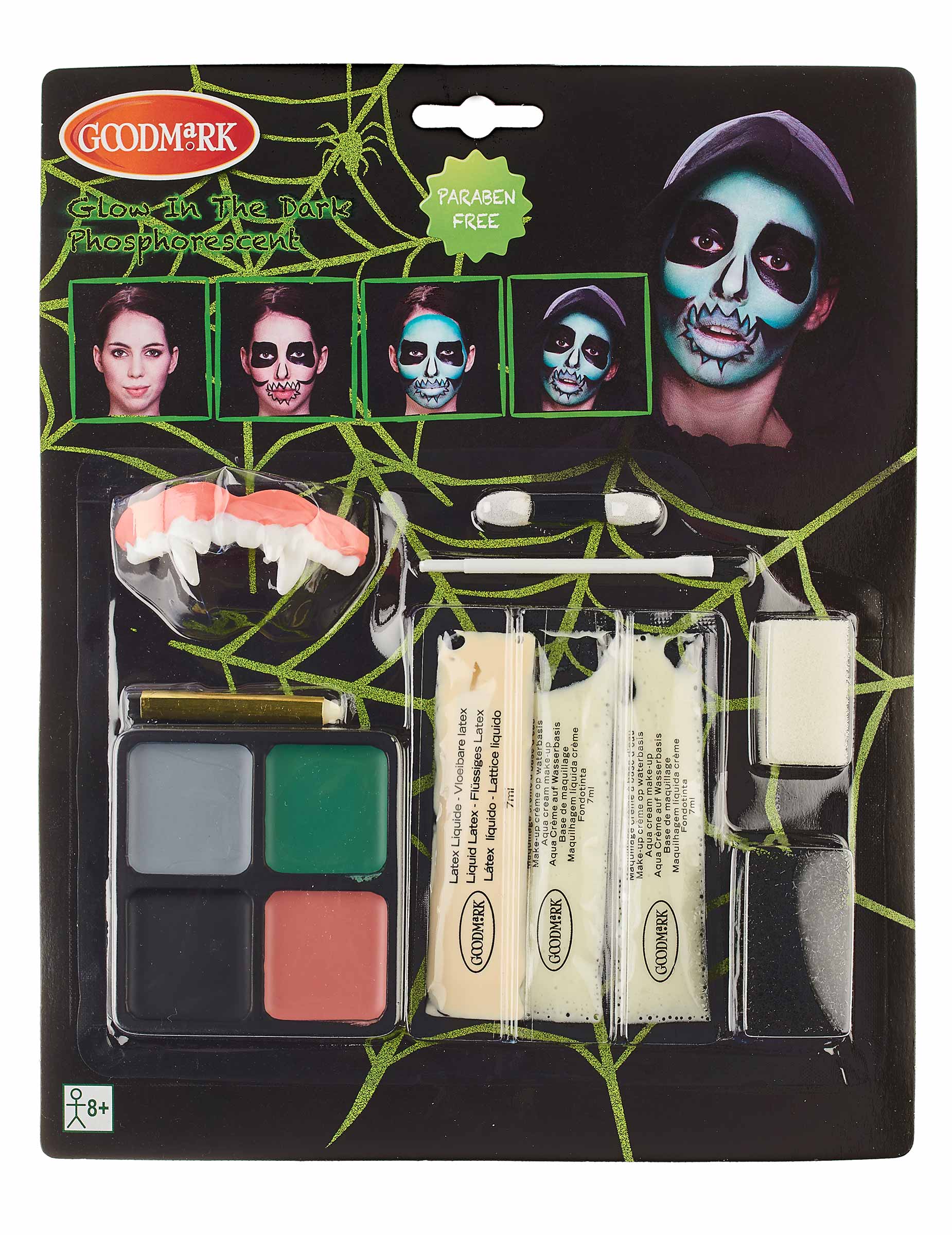 Kit maquillage squelette réaliste phosphorescent adulte Halloween