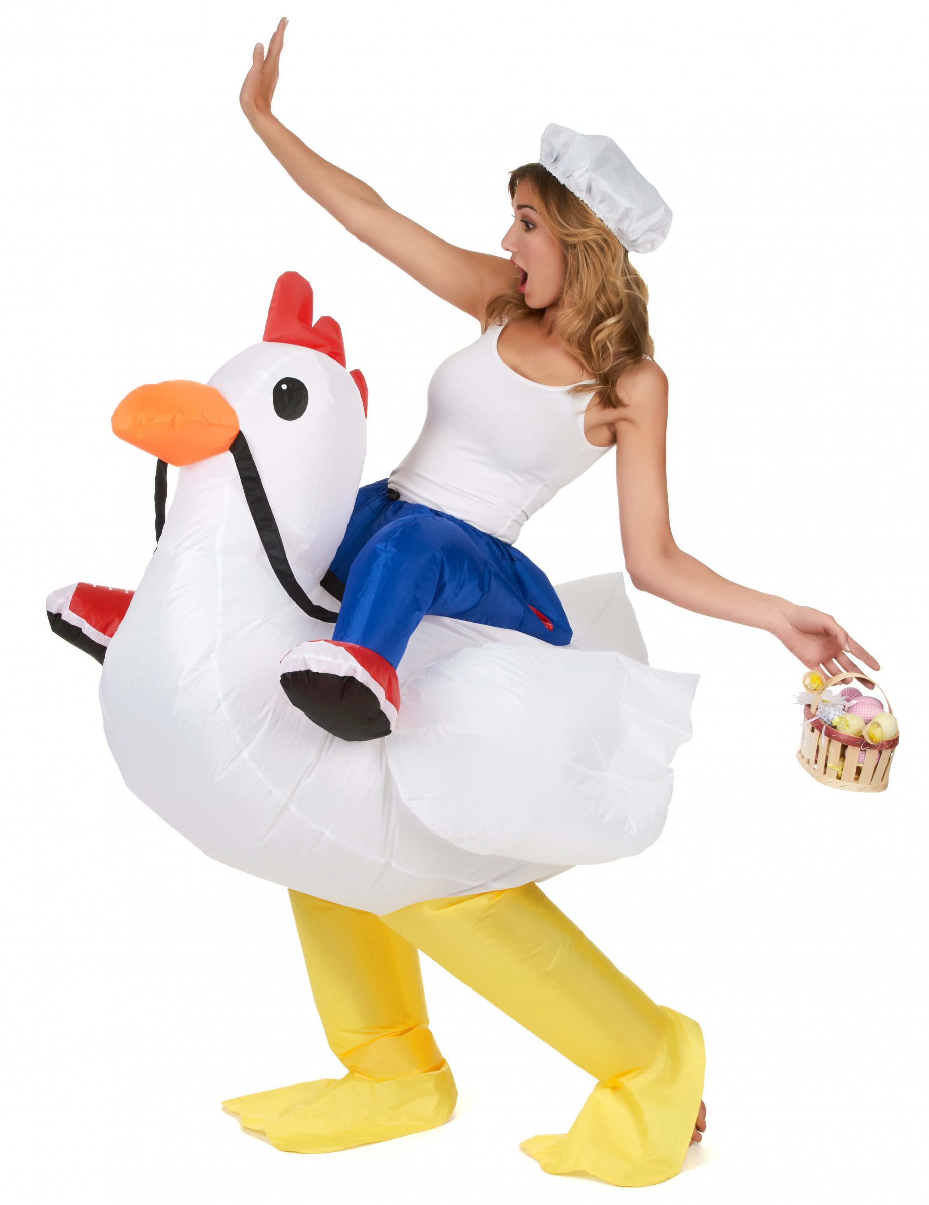 Déguisement poulet gonflable adulte