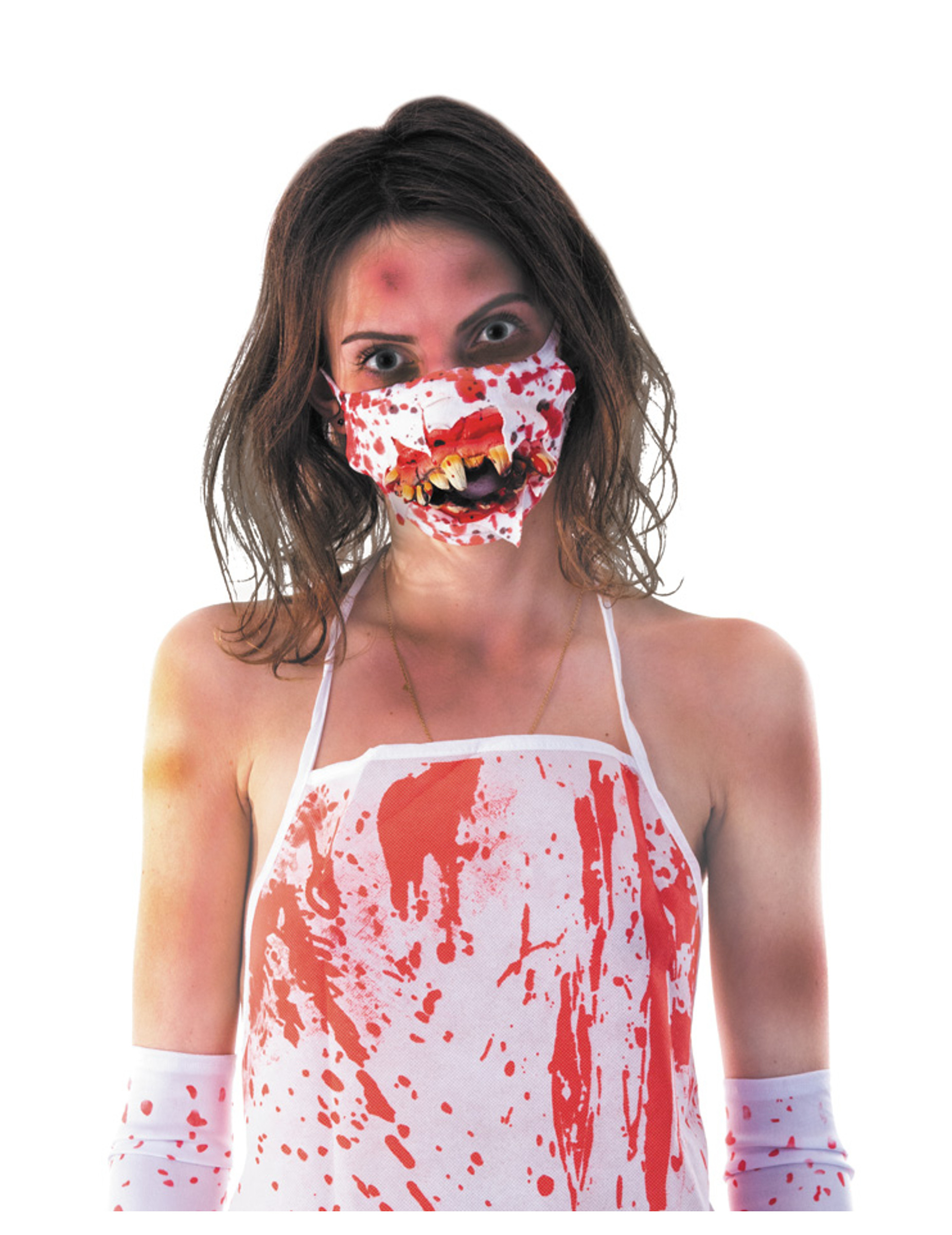 Masque bouche zombie ensanglanté adulte Halloween