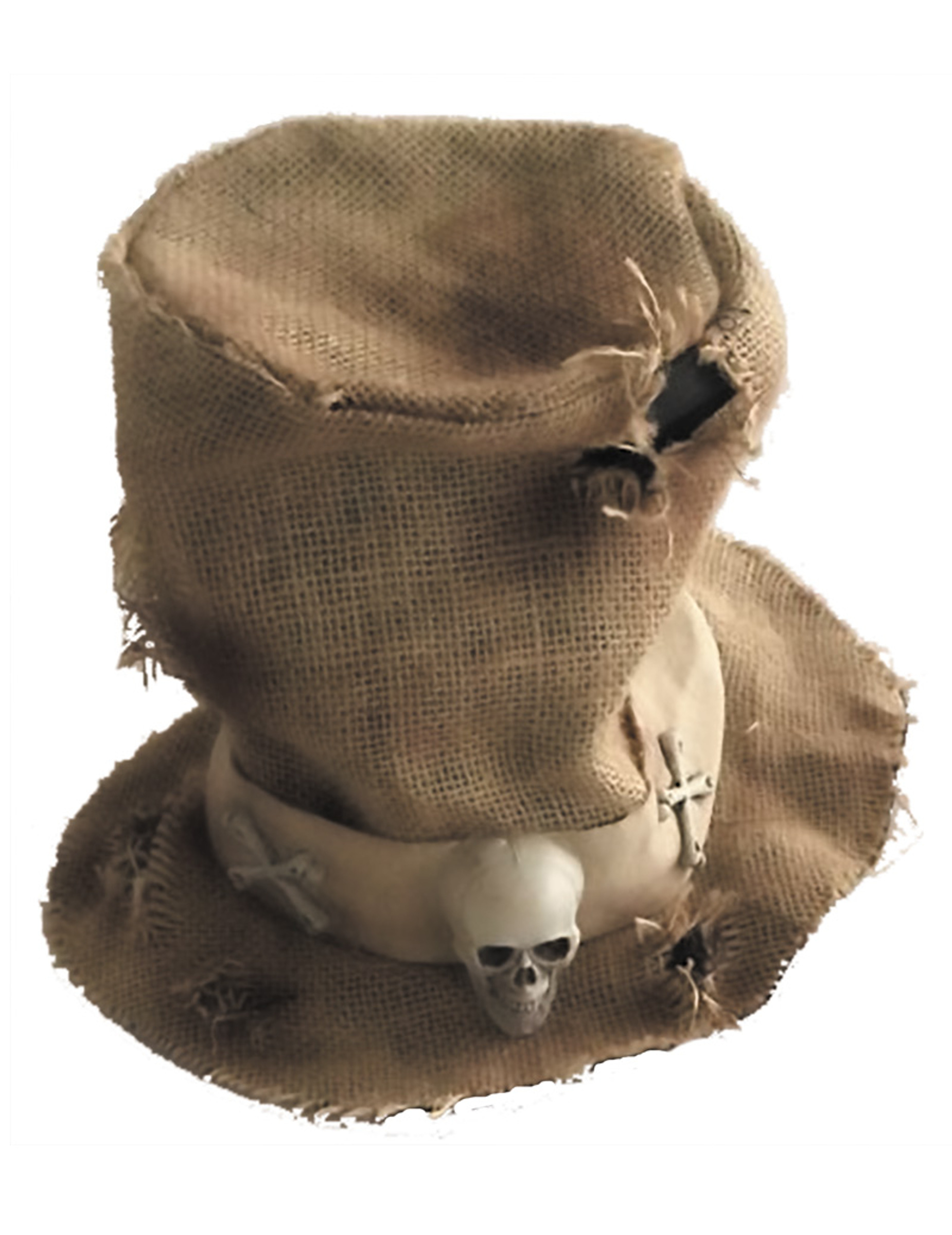 Chapeau haut de forme toile de jute squelette adulte Halloween