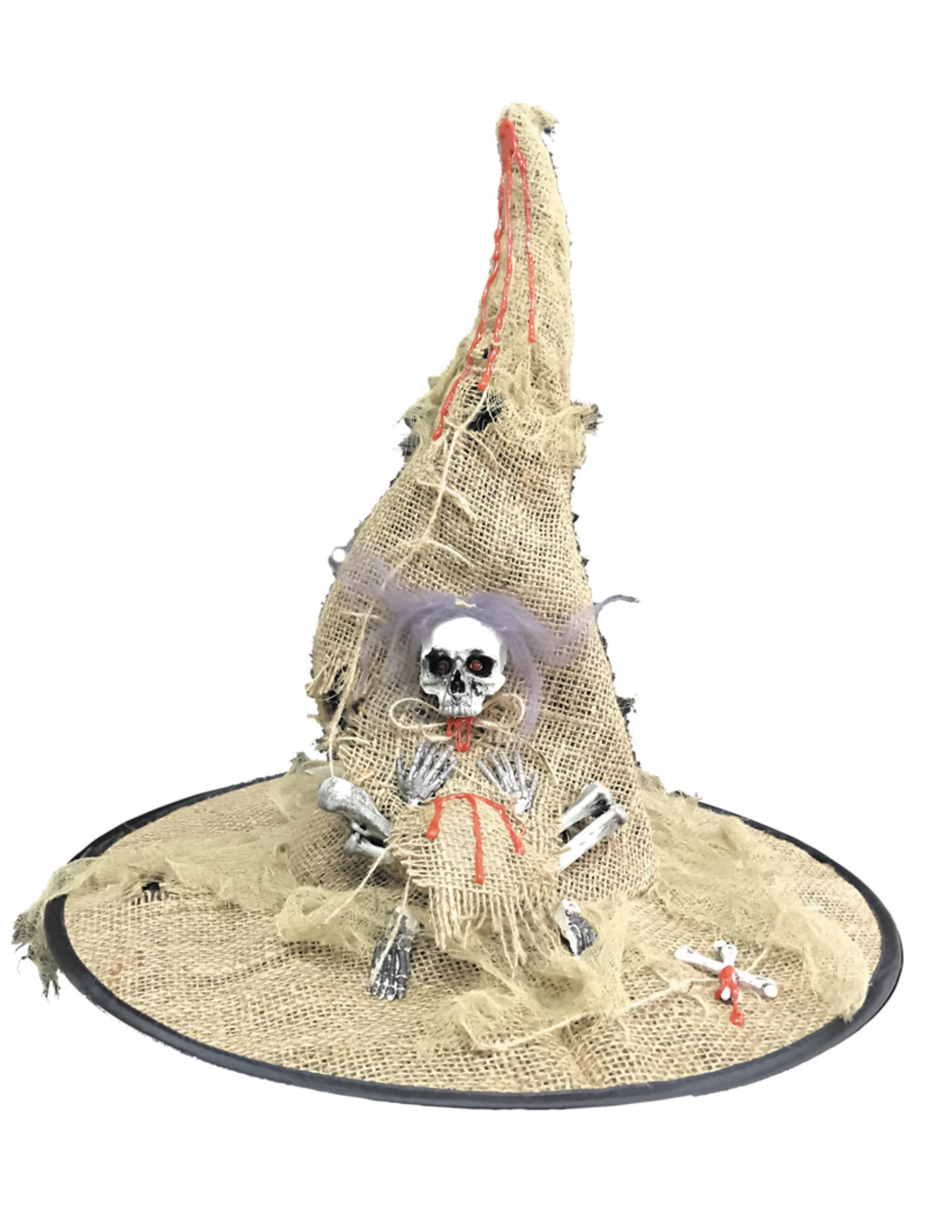 Chapeau sorcière toile de jute lumineux adulte Halloween