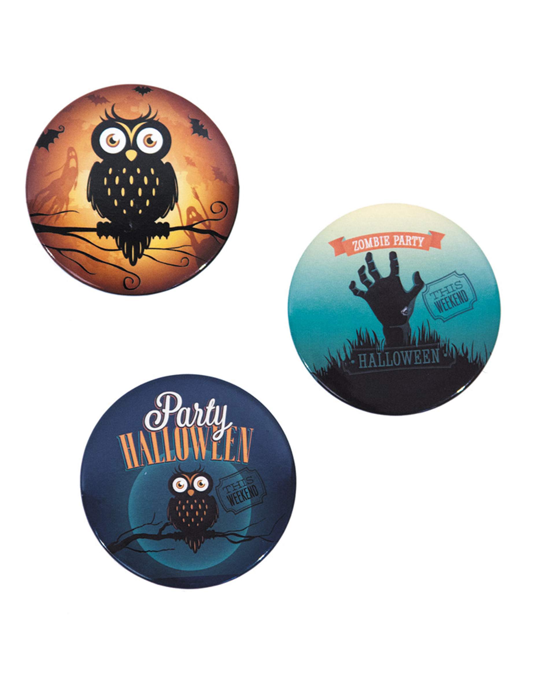 3 Badges vintage 6 cm Halloween