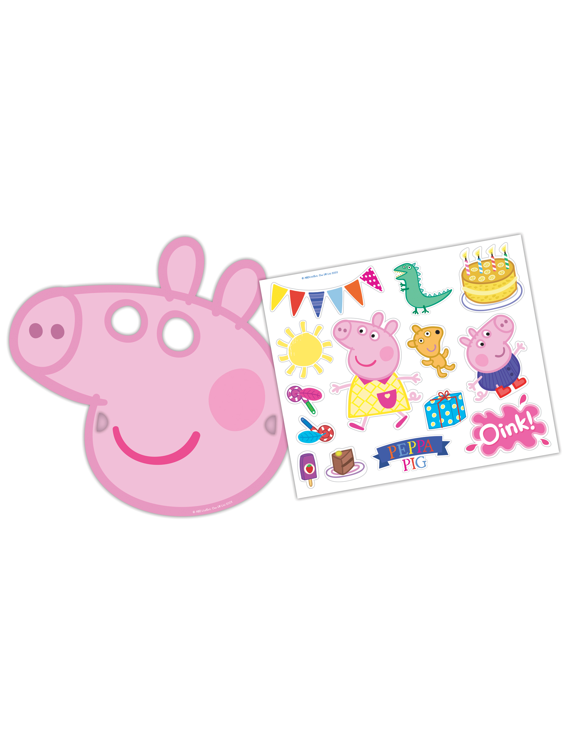 Pack 6 masques Peppa Pig & autocollants