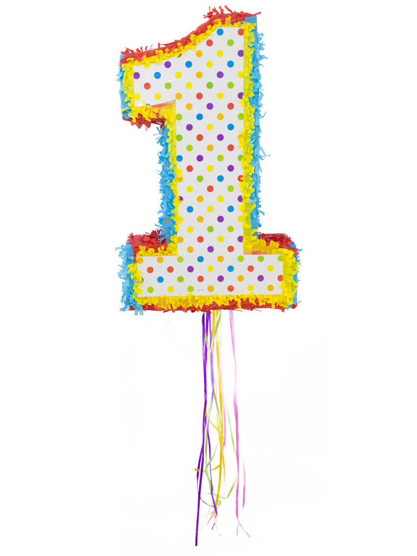 Pinata du chiffre 1 à pois