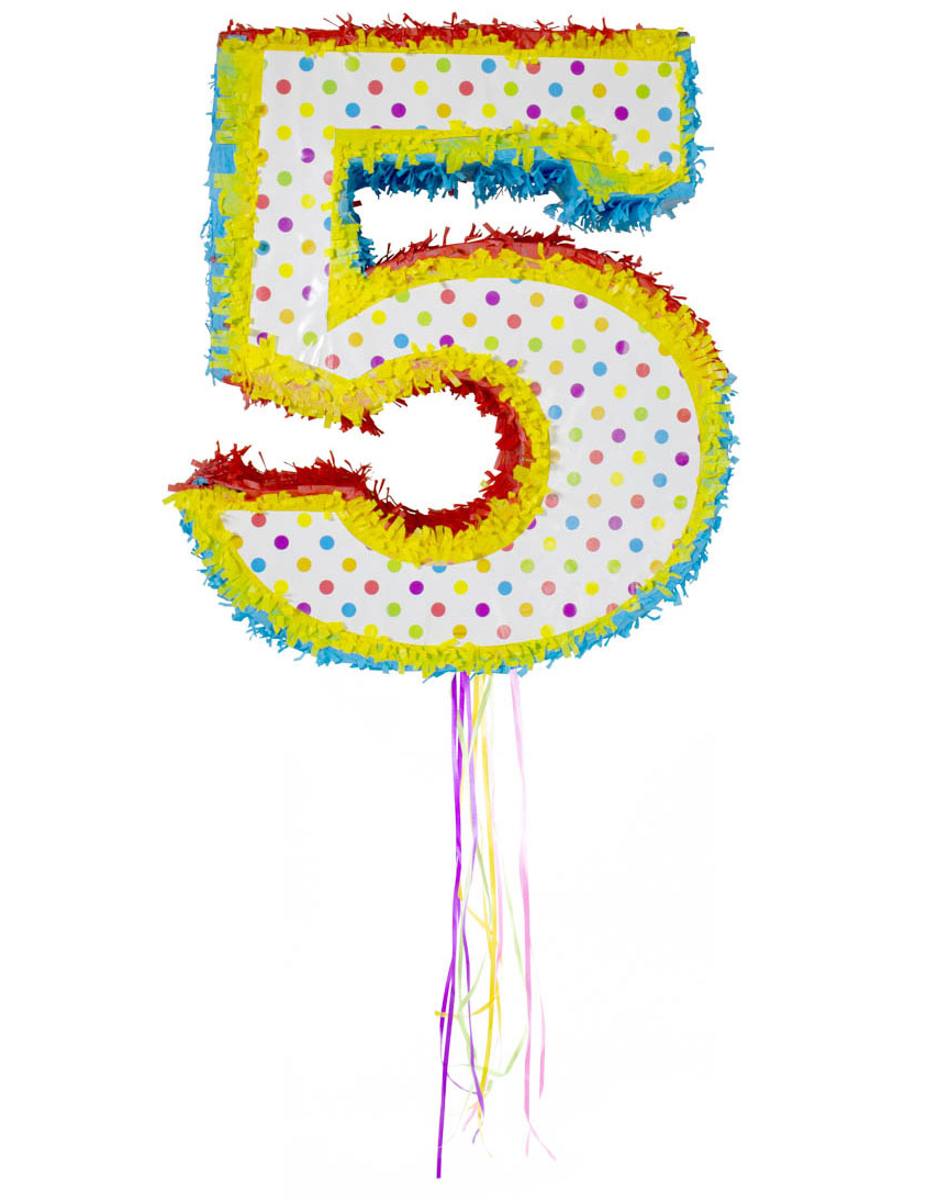 Pinata du chiffre 5 multicolore