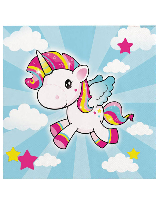 20 Serviettes en papier Licorne 33x33cm