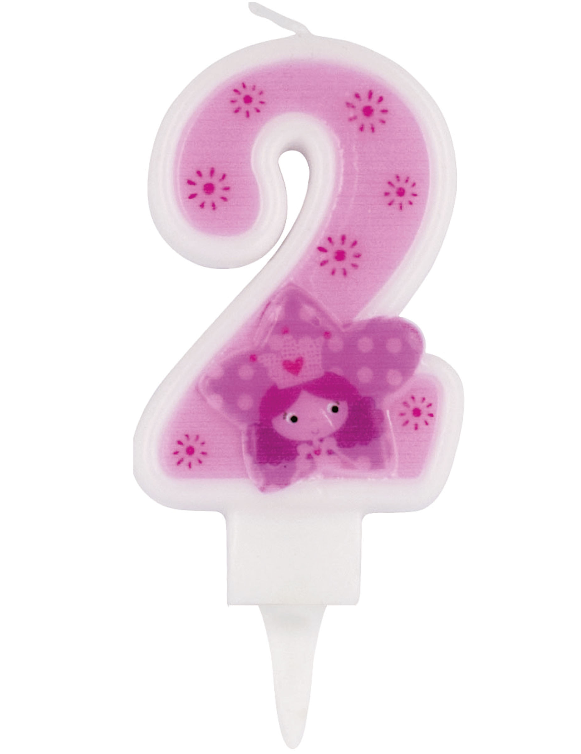 Bougie rose chiffre 2
