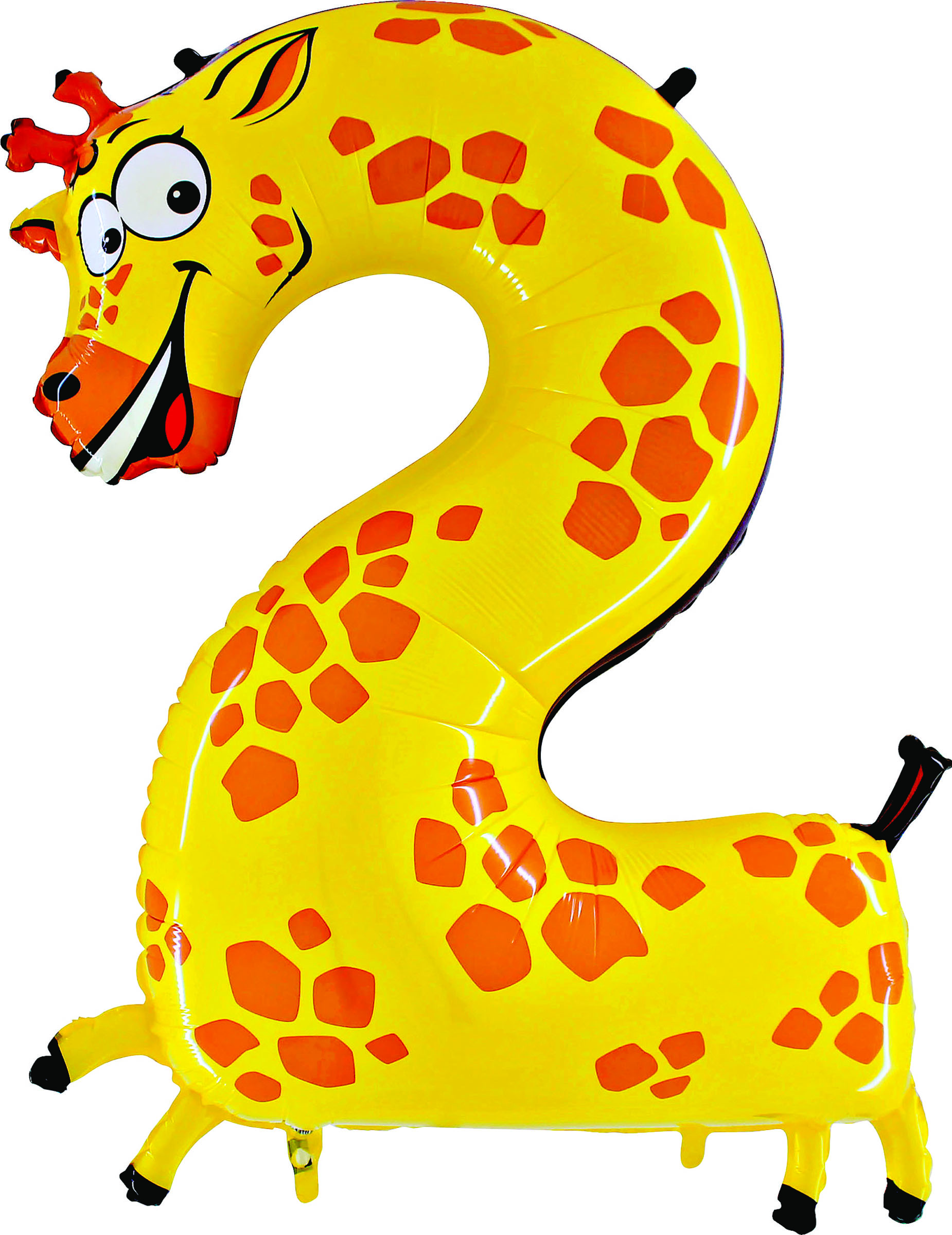 Ballon aluminium géant chiffre 2 girafe