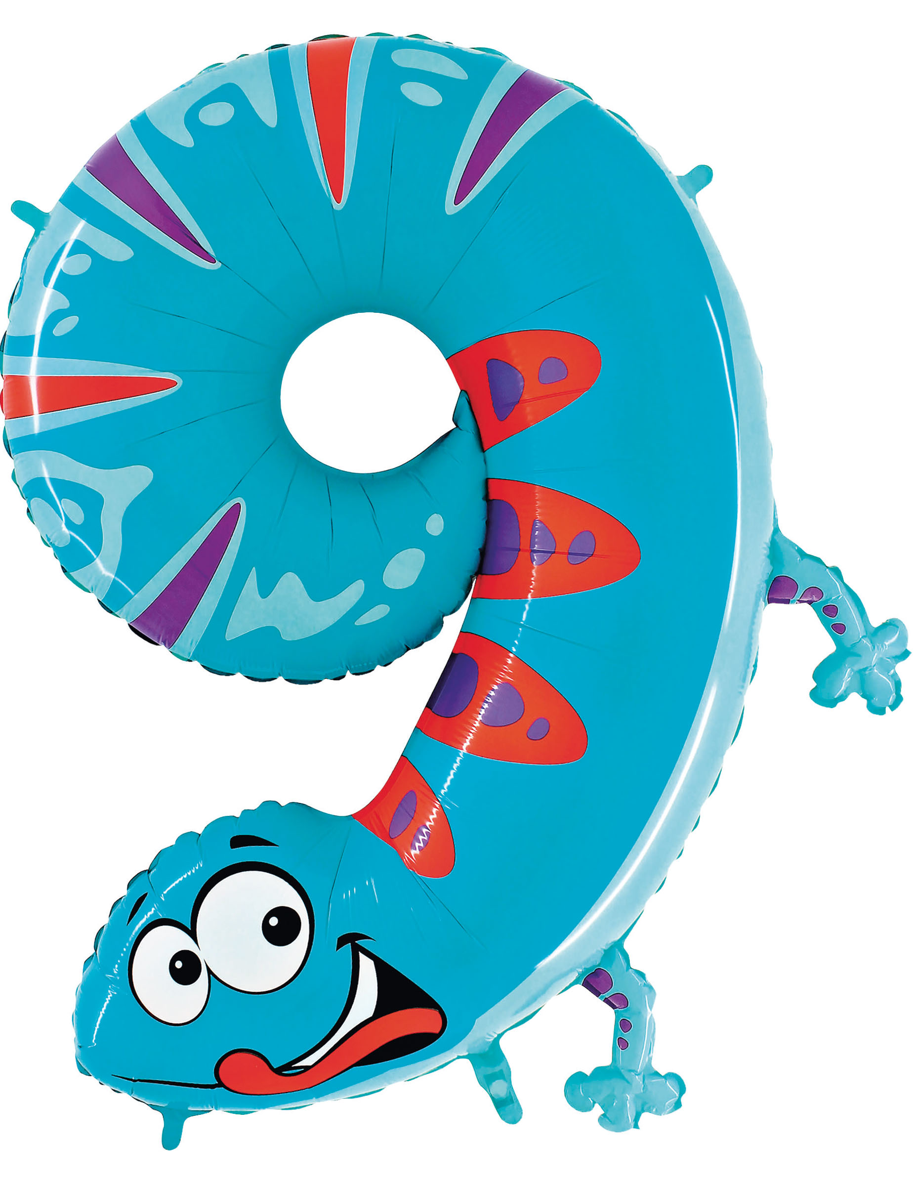 Ballon aluminium géant chiffre 9 lézard