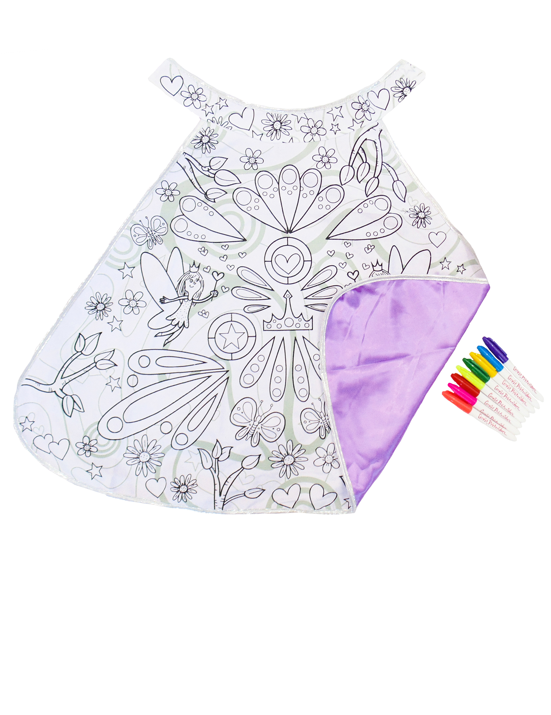 Cape lavable réversible rose et à colorier fée fille