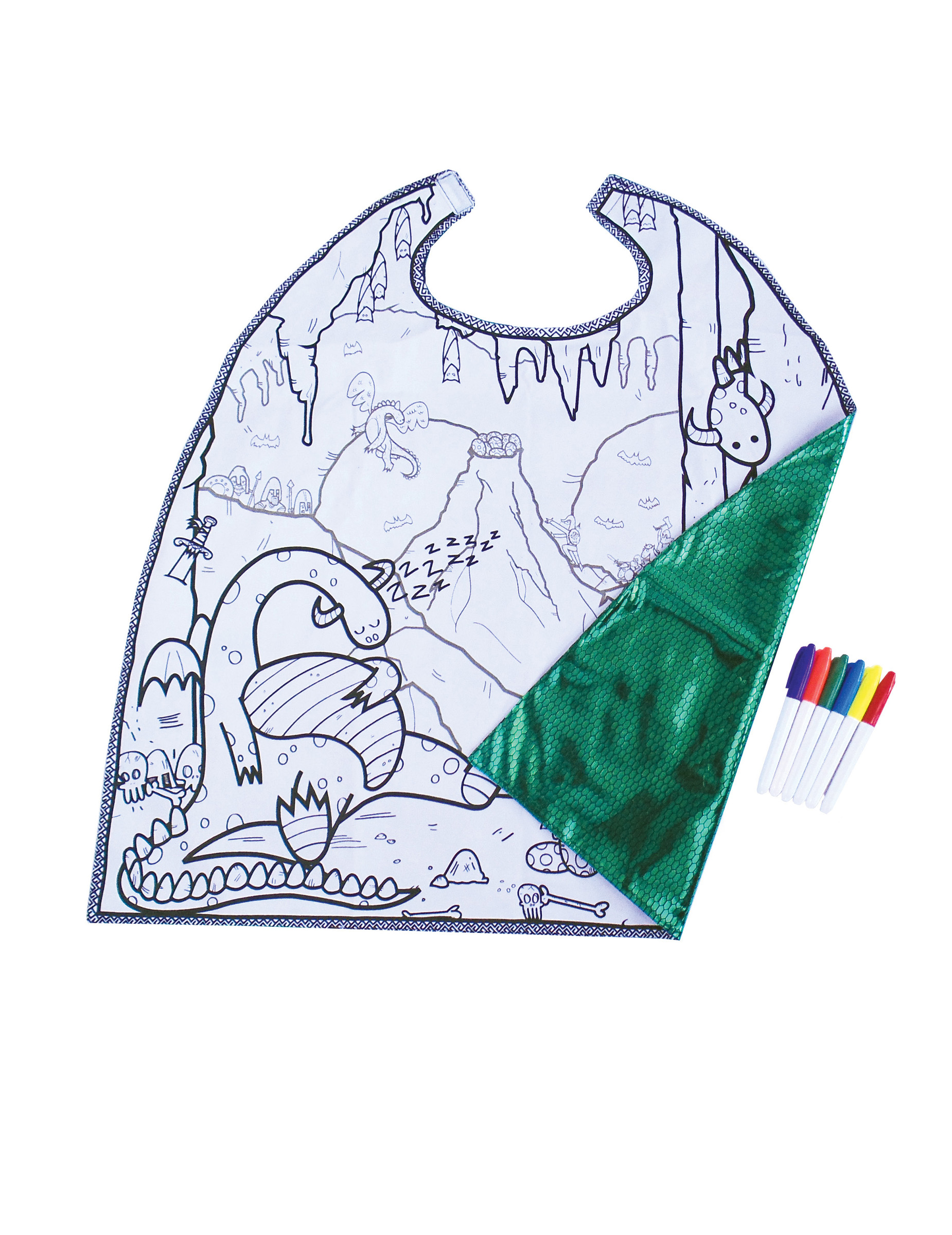 Cape lavable réversible à colorier dragon garçon